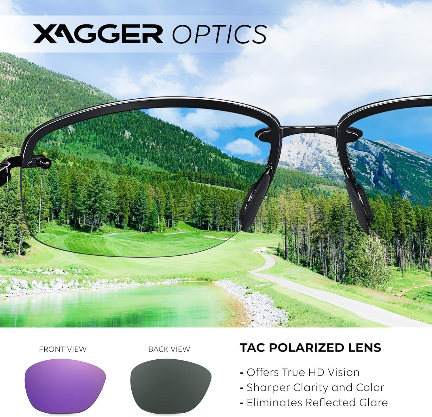 imageXagger Polarized Driving Sunglasses for Men Rimless Metal Frame UV400 Protection Sun GlassesBlack  Purple Mirror