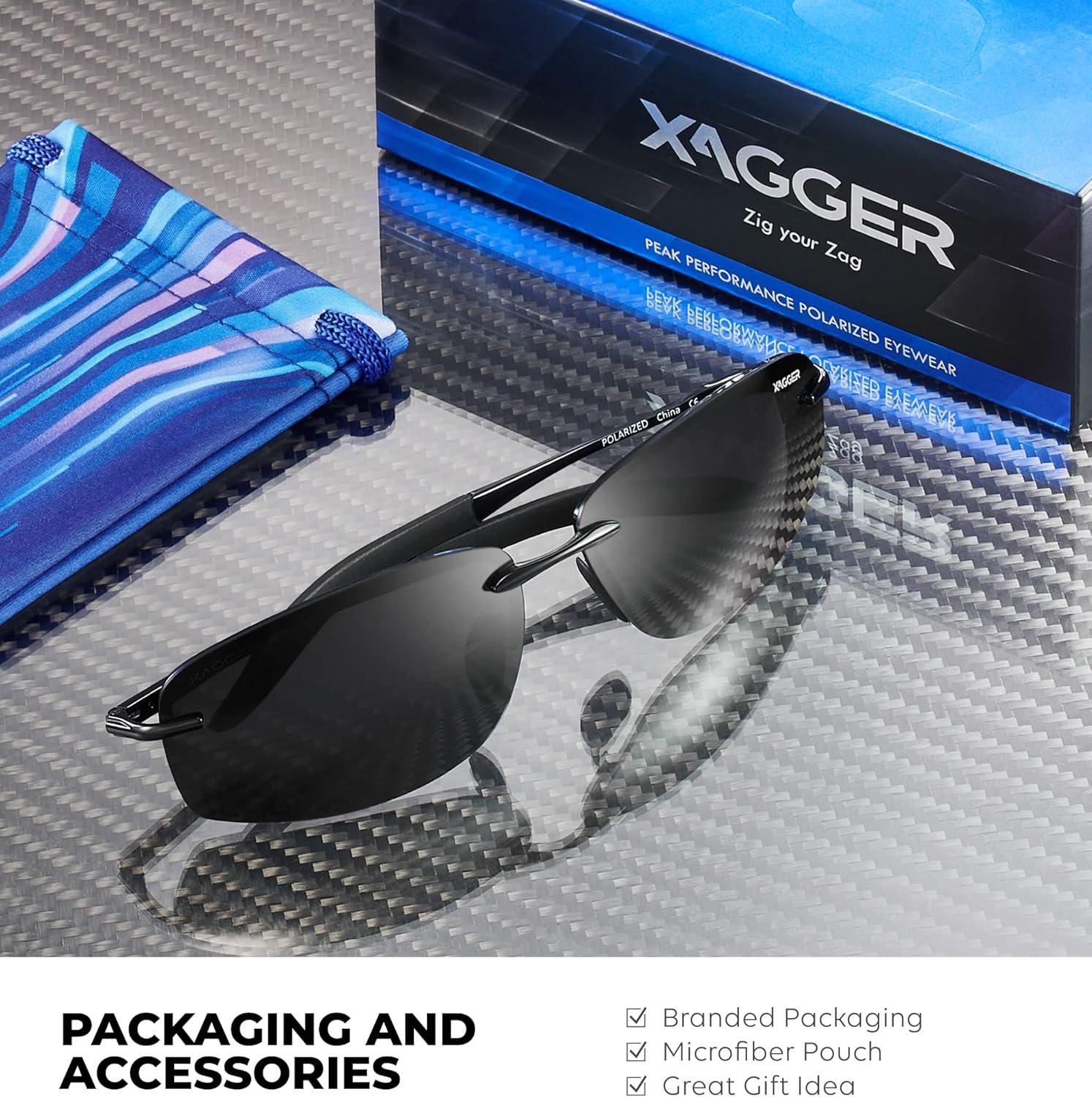 imageXagger Polarized Driving Sunglasses for Men Rimless Metal Frame UV400 Protection Sun GlassesBlack  Smoke