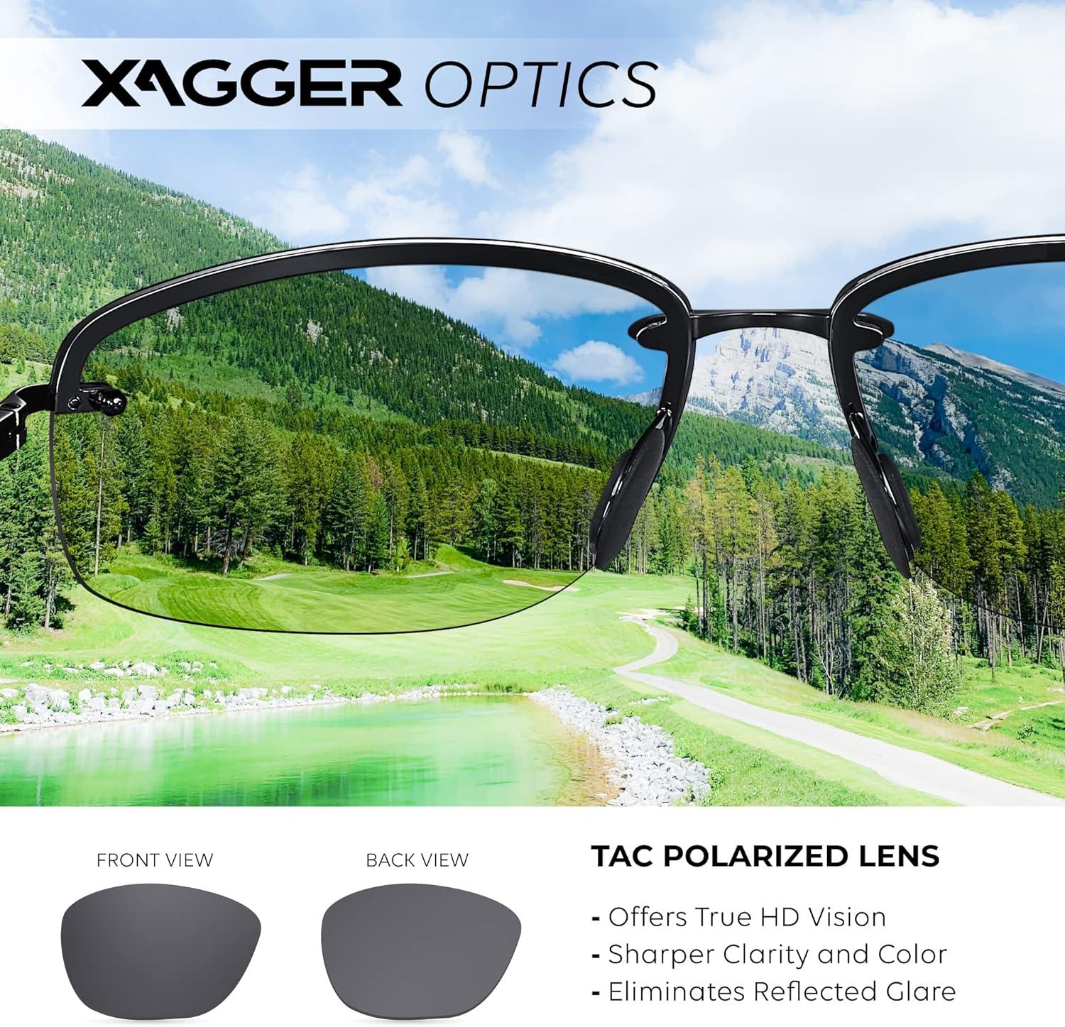 imageXagger Polarized Driving Sunglasses for Men Rimless Metal Frame UV400 Protection Sun GlassesBlack  Smoke