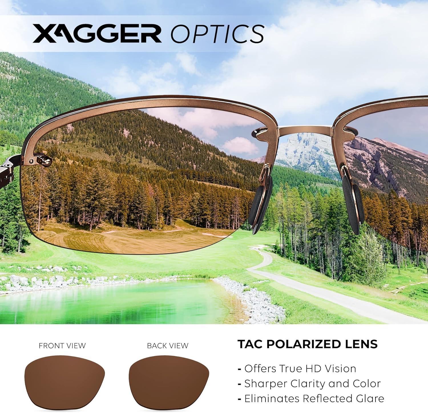 imageXagger Polarized Driving Sunglasses for Men Rimless Metal Frame UV400 Protection Sun GlassesBronze  Brown