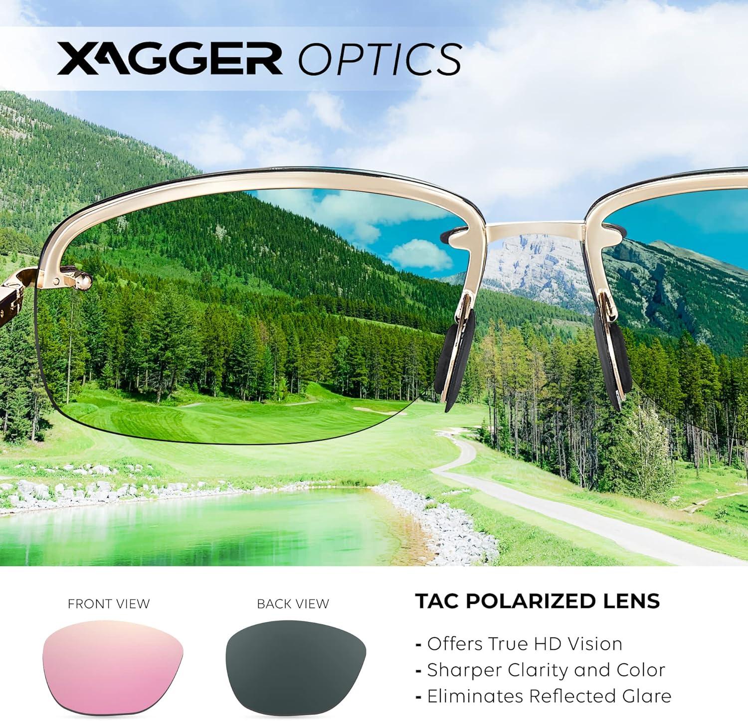 imageXagger Polarized Driving Sunglasses for Men Rimless Metal Frame UV400 Protection Sun GlassesGold  Rose Gold Mirror