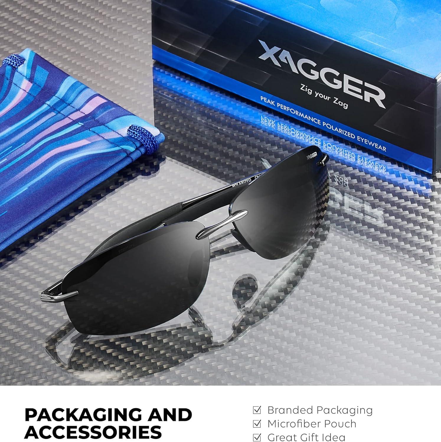 imageXagger Polarized Driving Sunglasses for Men Rimless Metal Frame UV400 Protection Sun GlassesGunmetal  Smoke