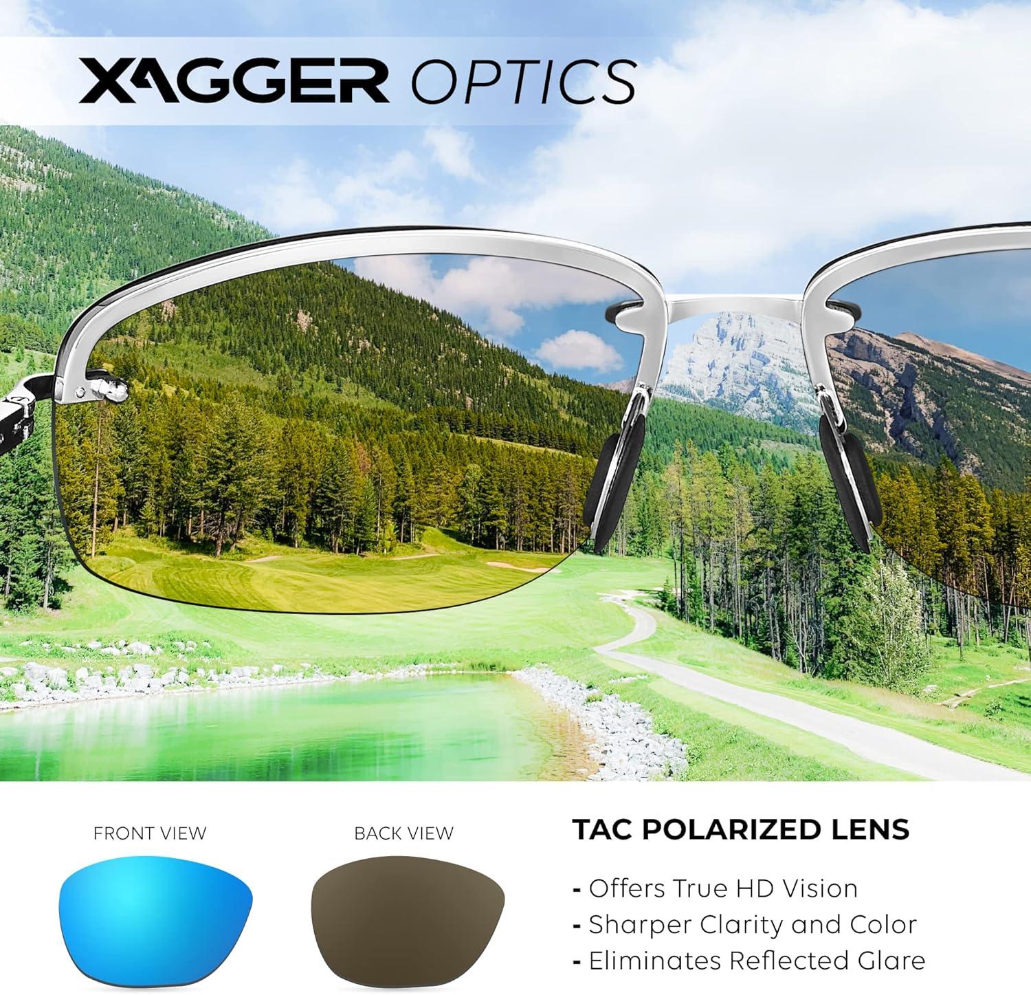 imageXagger Polarized Driving Sunglasses for Men Rimless Metal Frame UV400 Protection Sun GlassesSilver  Ice Blue Mirror