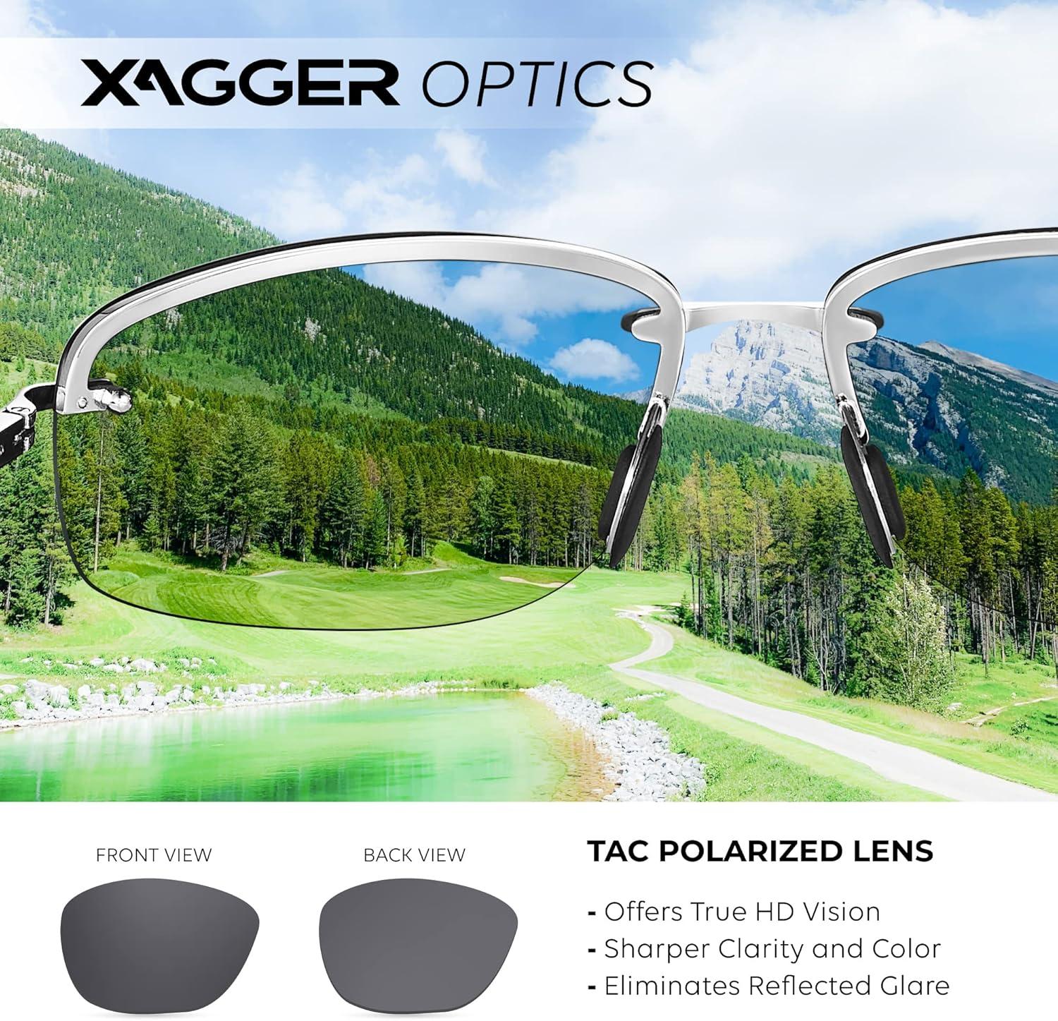 imageXagger Polarized Driving Sunglasses for Men Rimless Metal Frame UV400 Protection Sun GlassesSilver  Smoke