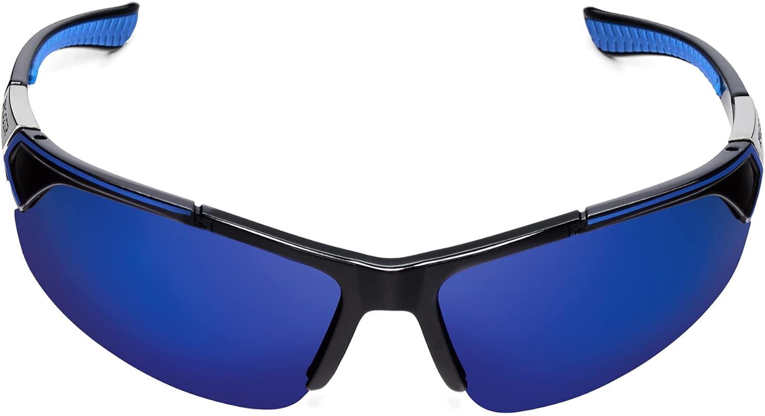 imageXagger Polarized Sport Sunglasses for Men Women Wrap Around UV400 Running Baseball Softball Fishing Driving GlassesBlack  Blue Mirror