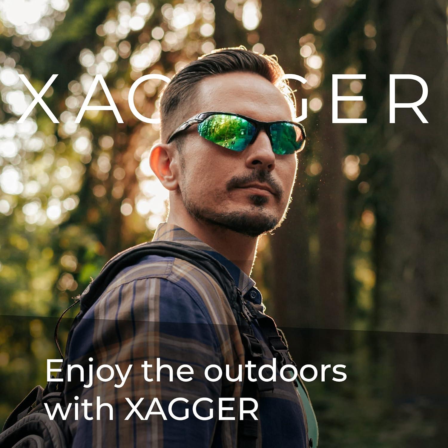 imageXagger Polarized Sport Sunglasses for Men Women Wrap Around UV400 Running Baseball Softball Fishing Driving GlassesBlack  Blue Mirror