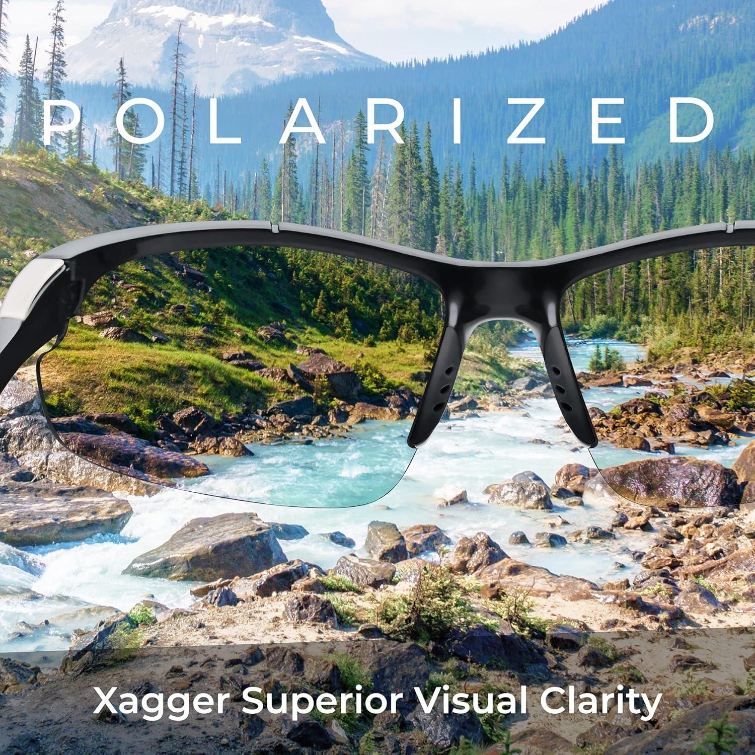 imageXagger Polarized Sport Sunglasses for Men Women Wrap Around UV400 Running Baseball Softball Fishing Driving GlassesBlack  Red Mirror