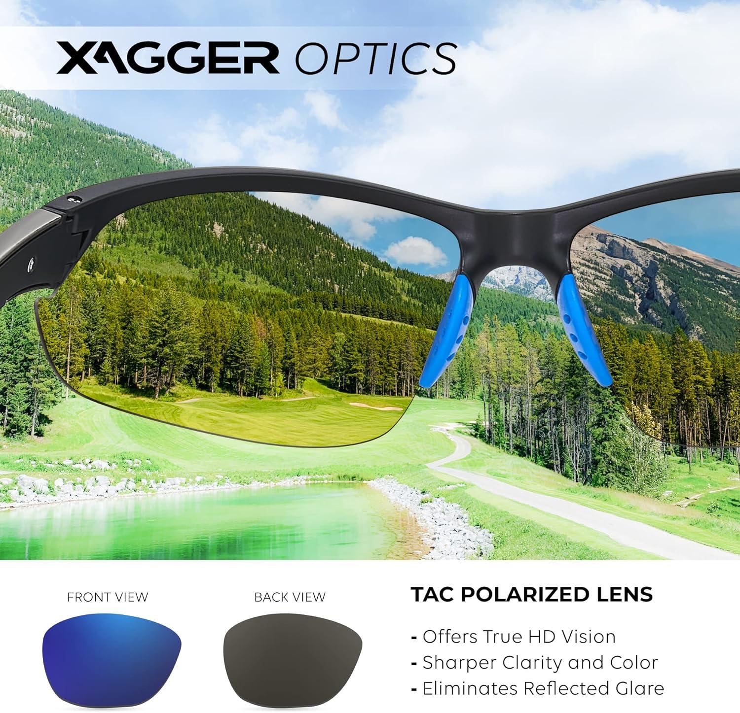 imageXagger Polarized Sport Sunglasses for Men Women Wrap Around UV400 Running Baseball Softball Fishing Driving GlassesMatte Black  Blue Mirror