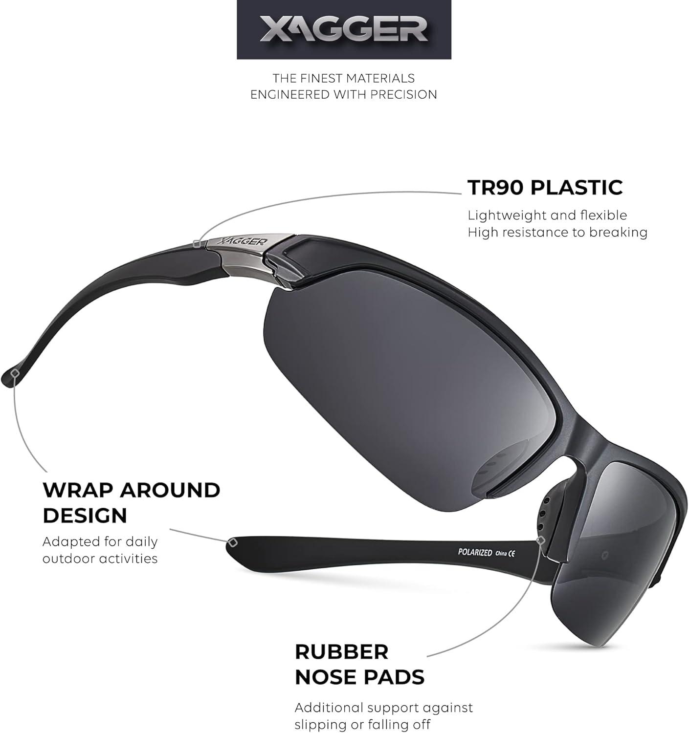 imageXagger Polarized Sport Sunglasses for Men Women Wrap Around UV400 Running Baseball Softball Fishing Driving GlassesMatte Black  Smoke