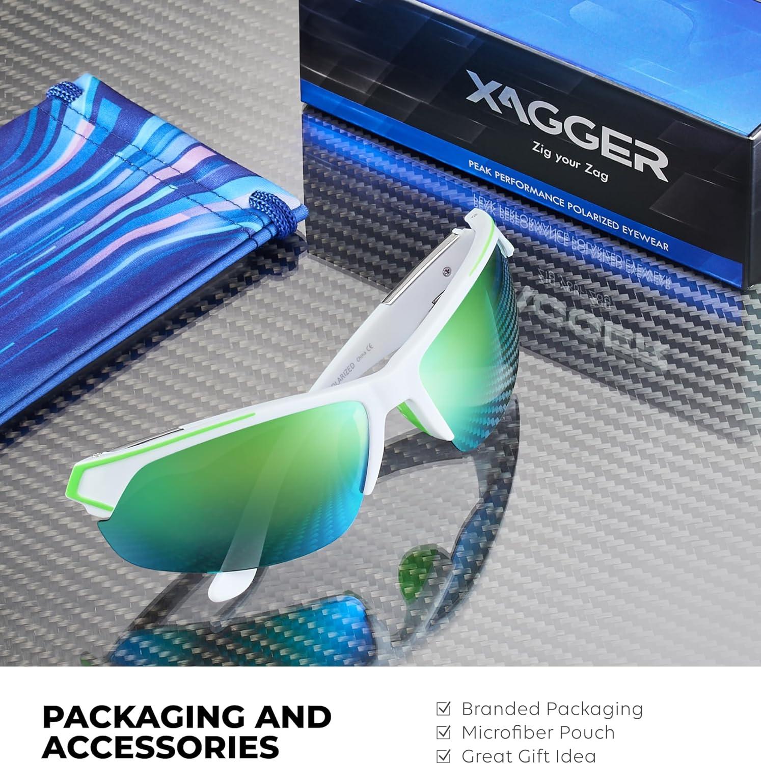 imageXagger Polarized Sport Sunglasses for Men Women Wrap Around UV400 Running Baseball Softball Fishing Driving GlassesMatte White  Green Mirror