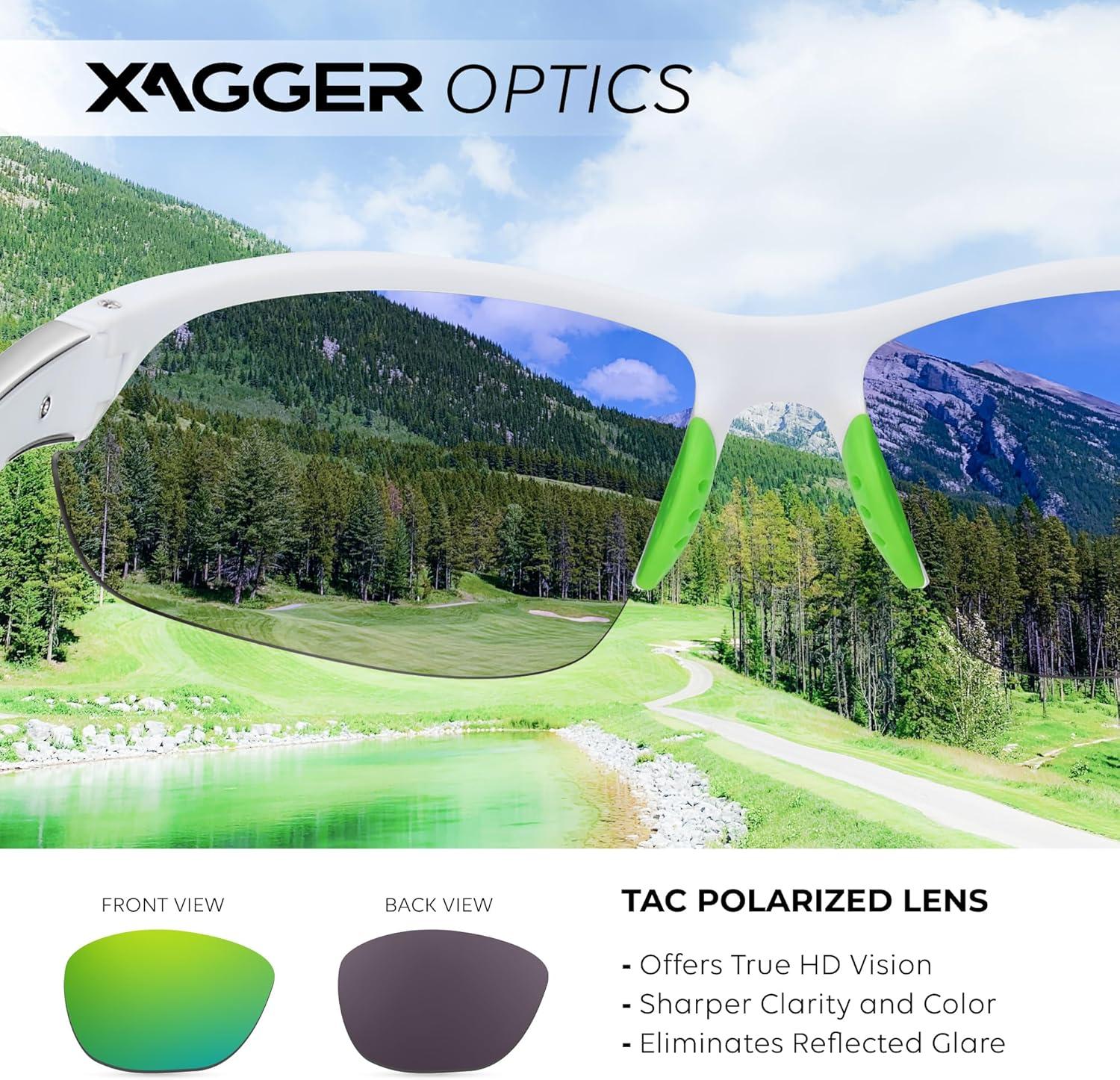 imageXagger Polarized Sport Sunglasses for Men Women Wrap Around UV400 Running Baseball Softball Fishing Driving GlassesMatte White  Green Mirror