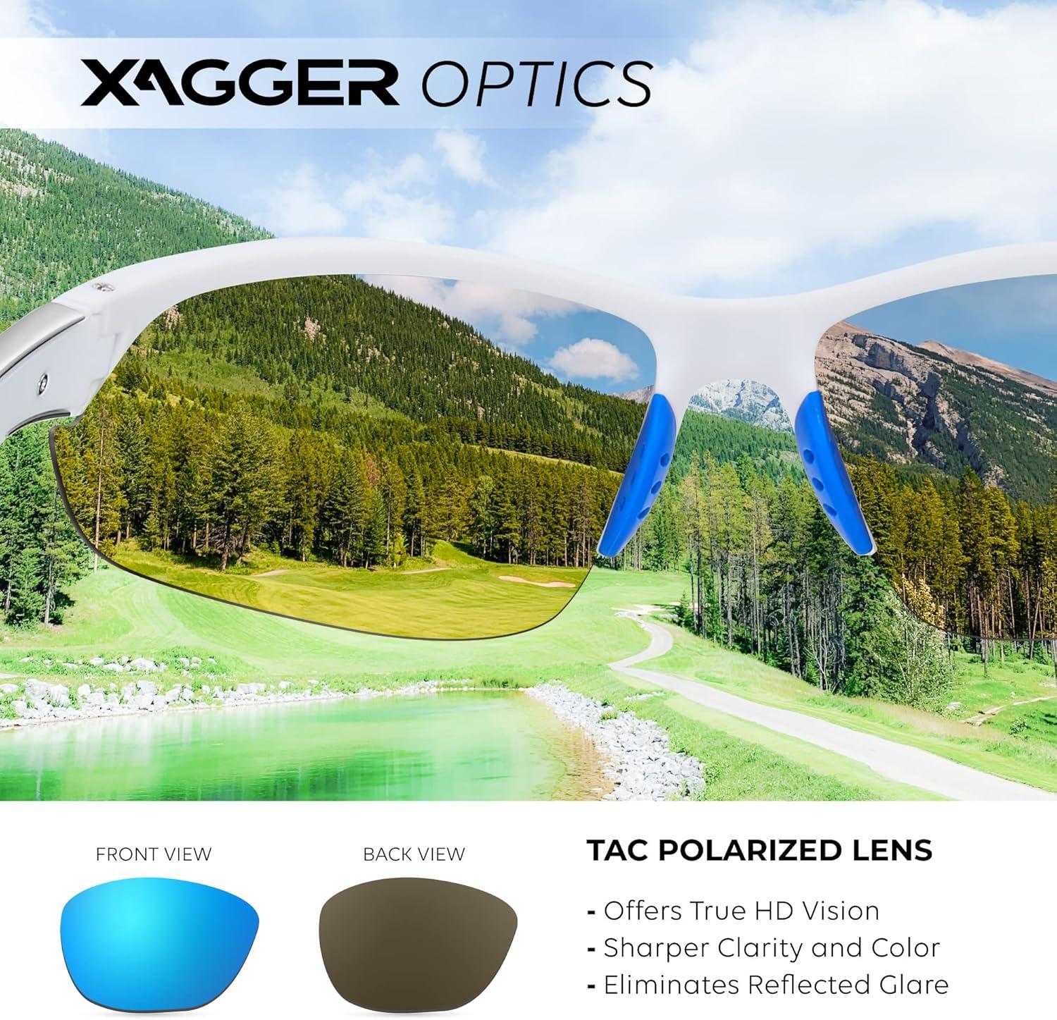imageXagger Polarized Sport Sunglasses for Men Women Wrap Around UV400 Running Baseball Softball Fishing Driving GlassesMatte White  Ice Blue Mirror