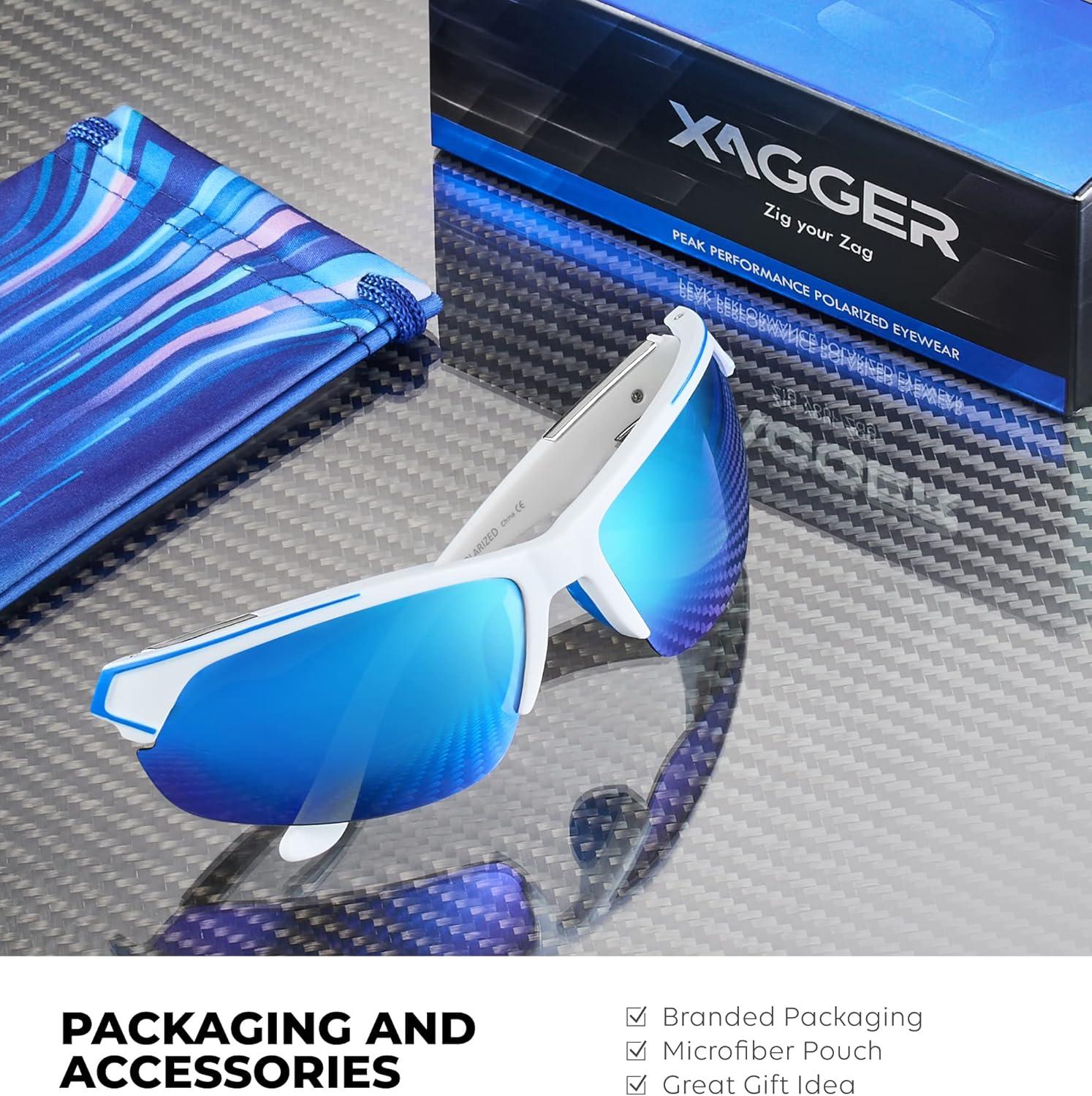 imageXagger Polarized Sport Sunglasses for Men Women Wrap Around UV400 Running Baseball Softball Fishing Driving GlassesMatte White  Ice Blue Mirror