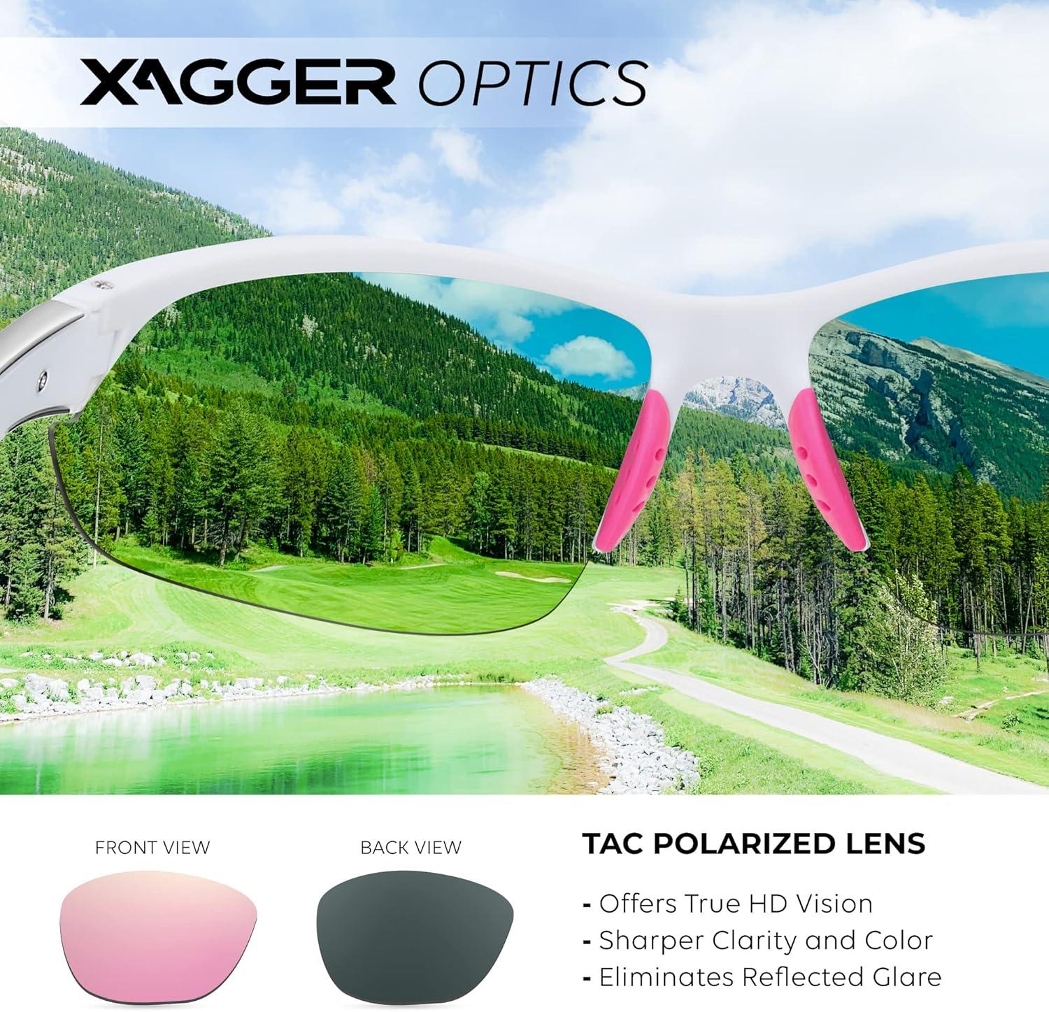 imageXagger Polarized Sport Sunglasses for Men Women Wrap Around UV400 Running Baseball Softball Fishing Driving GlassesMatte White  Pink Mirror