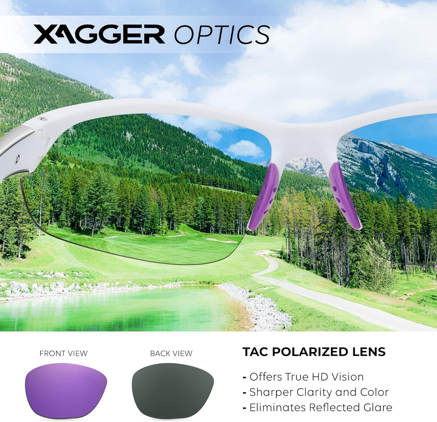 imageXagger Polarized Sport Sunglasses for Men Women Wrap Around UV400 Running Baseball Softball Fishing Driving GlassesWhite  Purple Mirror