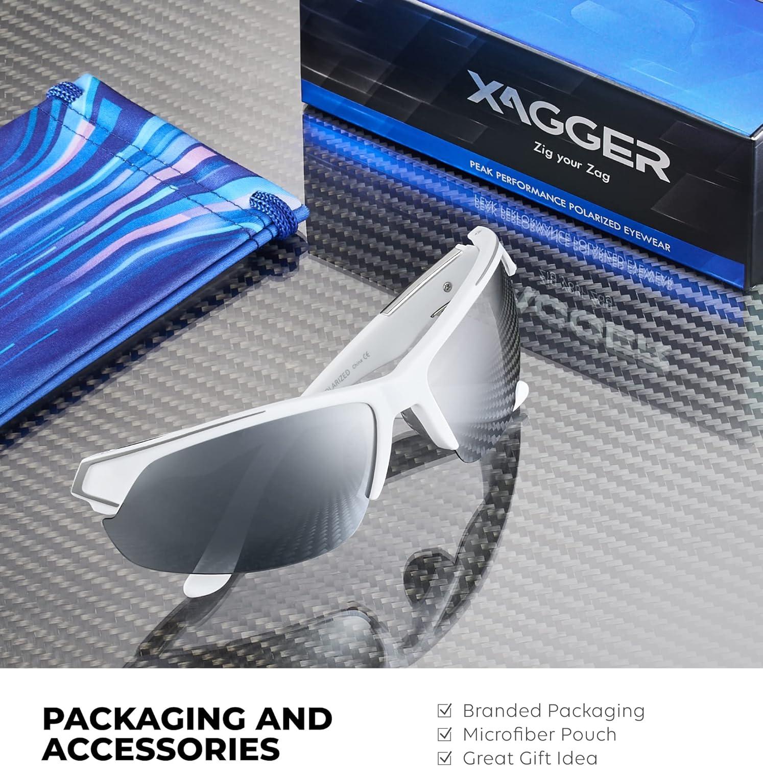 imageXagger Polarized Sport Sunglasses for Men Women Wrap Around UV400 Running Baseball Softball Fishing Driving GlassesWhite  Silver Mirror