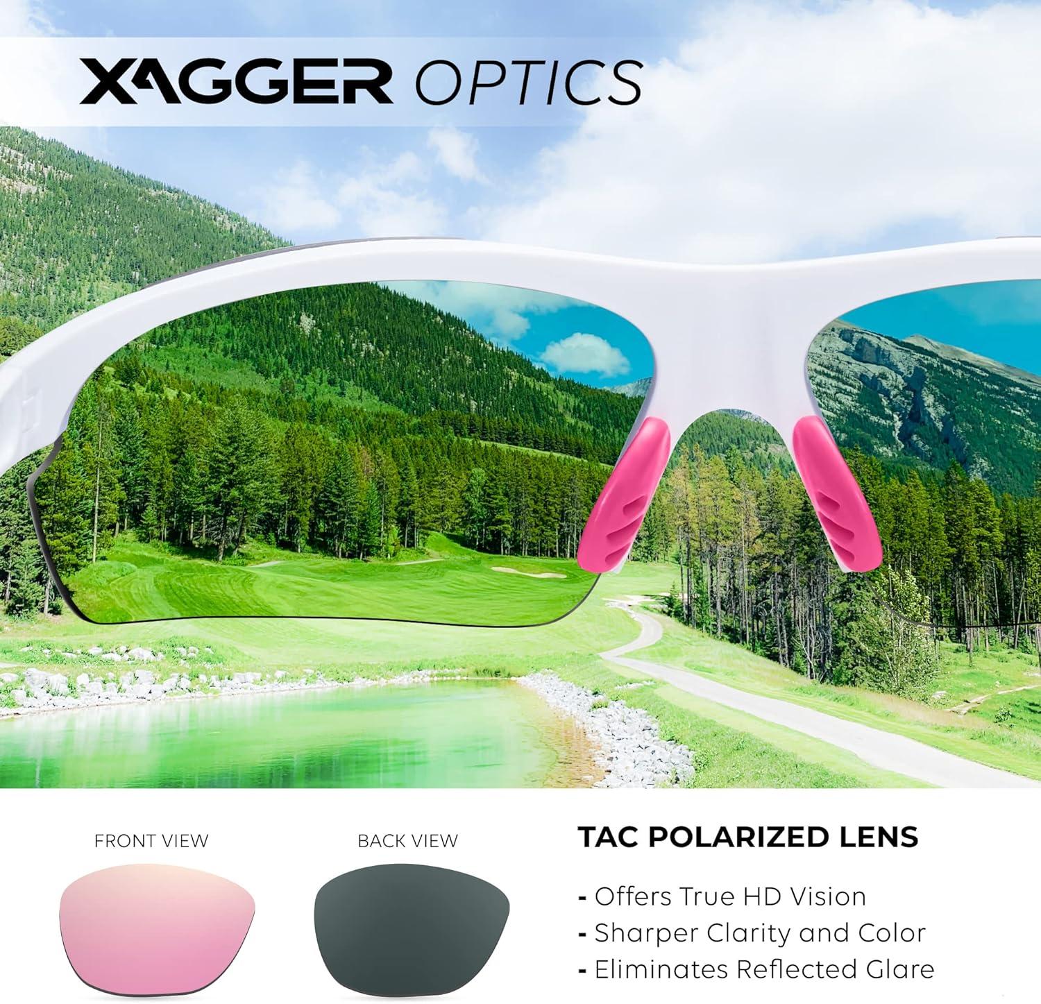 imageXagger Polarized Sports Sunglasses for Men Women Wrap Around UV400 Running Baseball Softball Cycling Driving GlassesMatte White  Pink Mirror