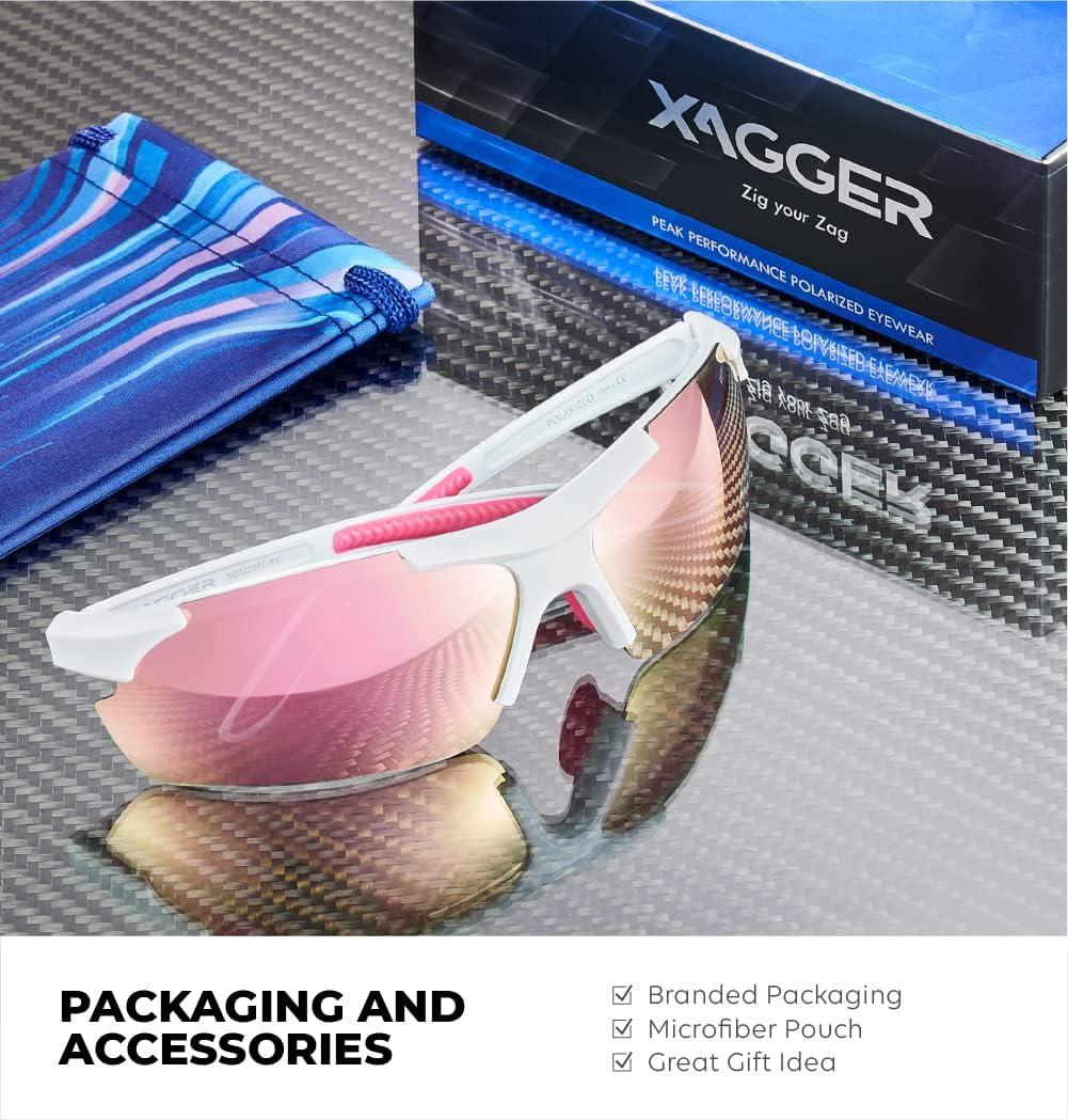 imageXagger Polarized Sports Sunglasses for Men Women Wrap Around UV400 Running Baseball Softball Cycling Driving GlassesMatte White  Pink Mirror