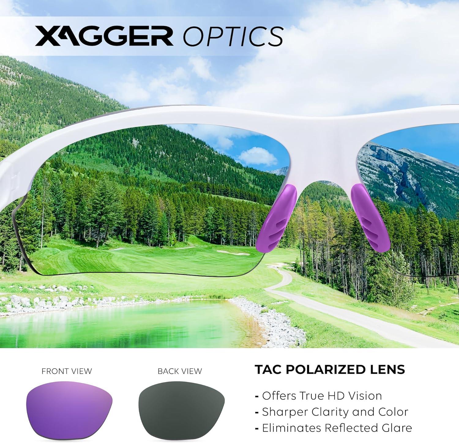 imageXagger Polarized Sports Sunglasses for Men Women Wrap Around UV400 Running Baseball Softball Cycling Driving GlassesMatte White  Purple Mirror