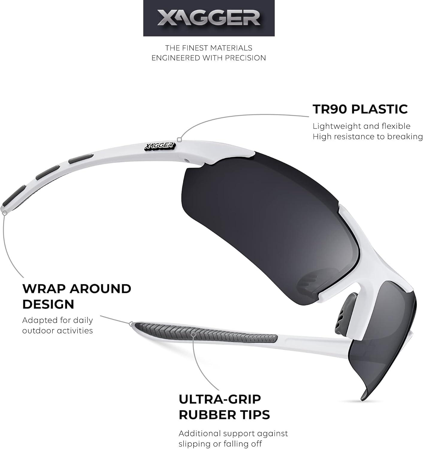 imageXagger Polarized Sports Sunglasses for Men Women Wrap Around UV400 Running Baseball Softball Cycling Driving GlassesMatte White  Smoke