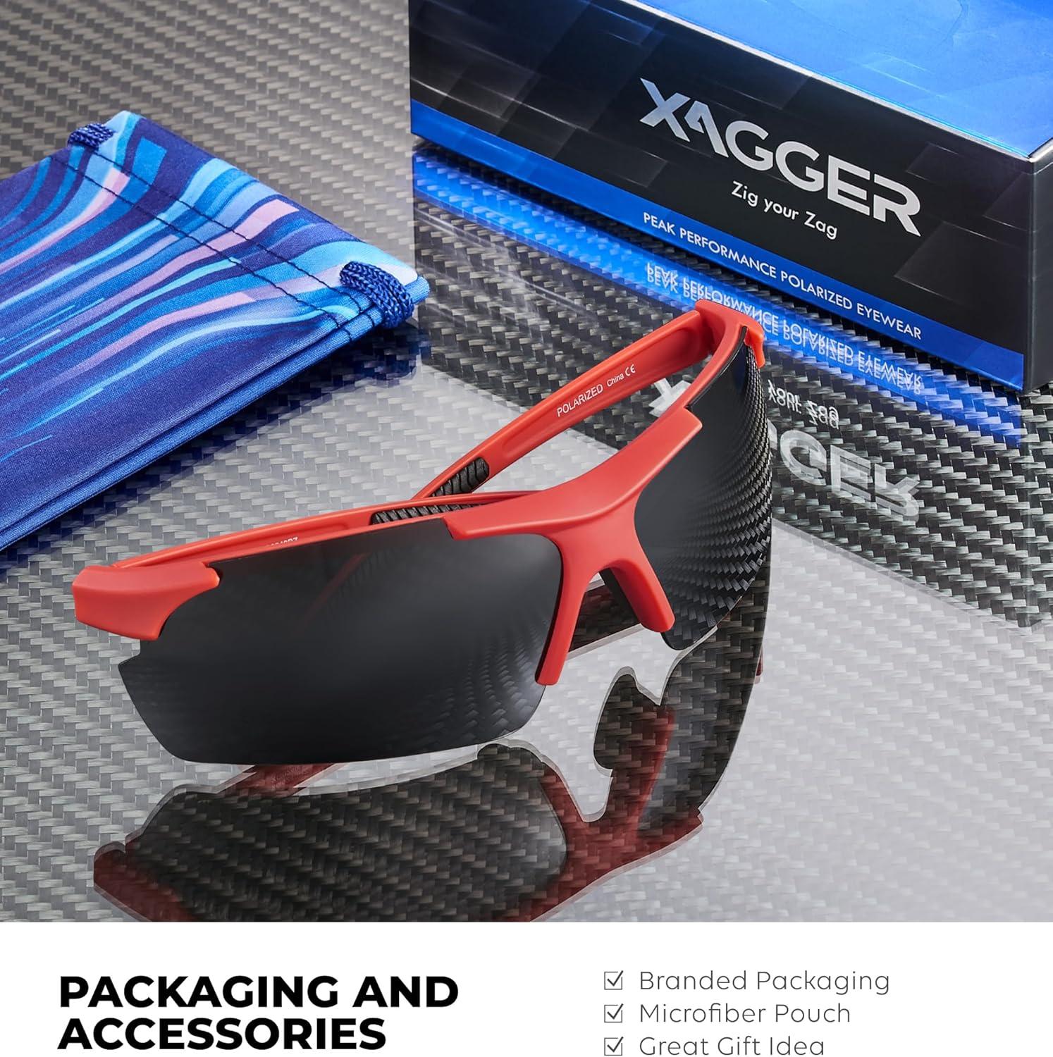 imageXagger Polarized Sports Sunglasses for Men Women Wrap Around UV400 Running Baseball Softball Cycling Driving GlassesRubberized Red  Smoke