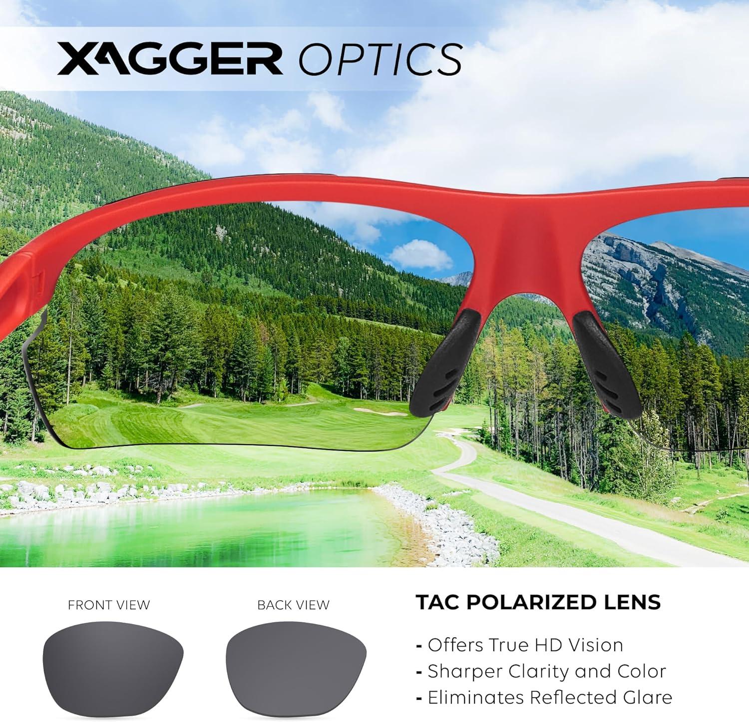 imageXagger Polarized Sports Sunglasses for Men Women Wrap Around UV400 Running Baseball Softball Cycling Driving GlassesRubberized Red  Smoke