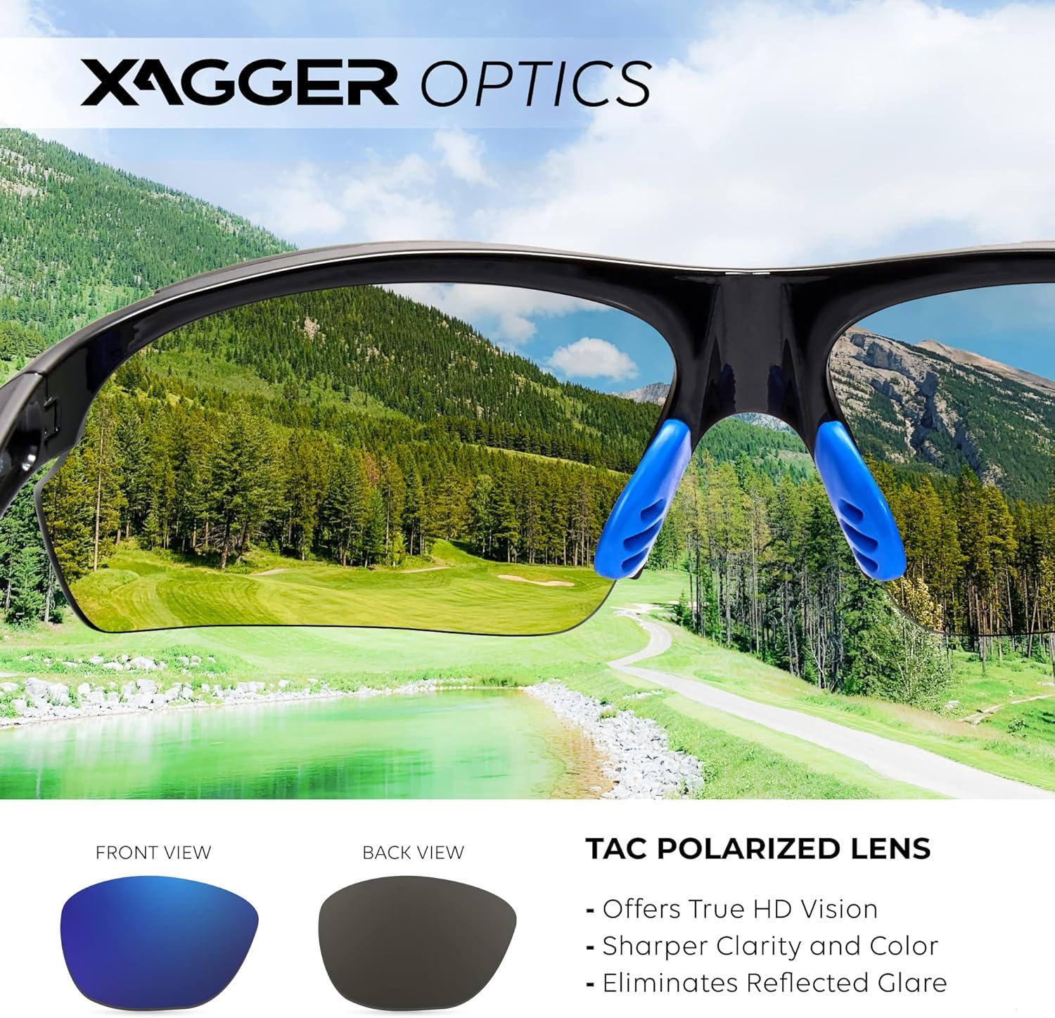 imageXagger Polarized Sports Sunglasses for Men Women Wrap Around UV400 Running Baseball Softball Cycling Driving GlassesShiny Black  Blue Mirror