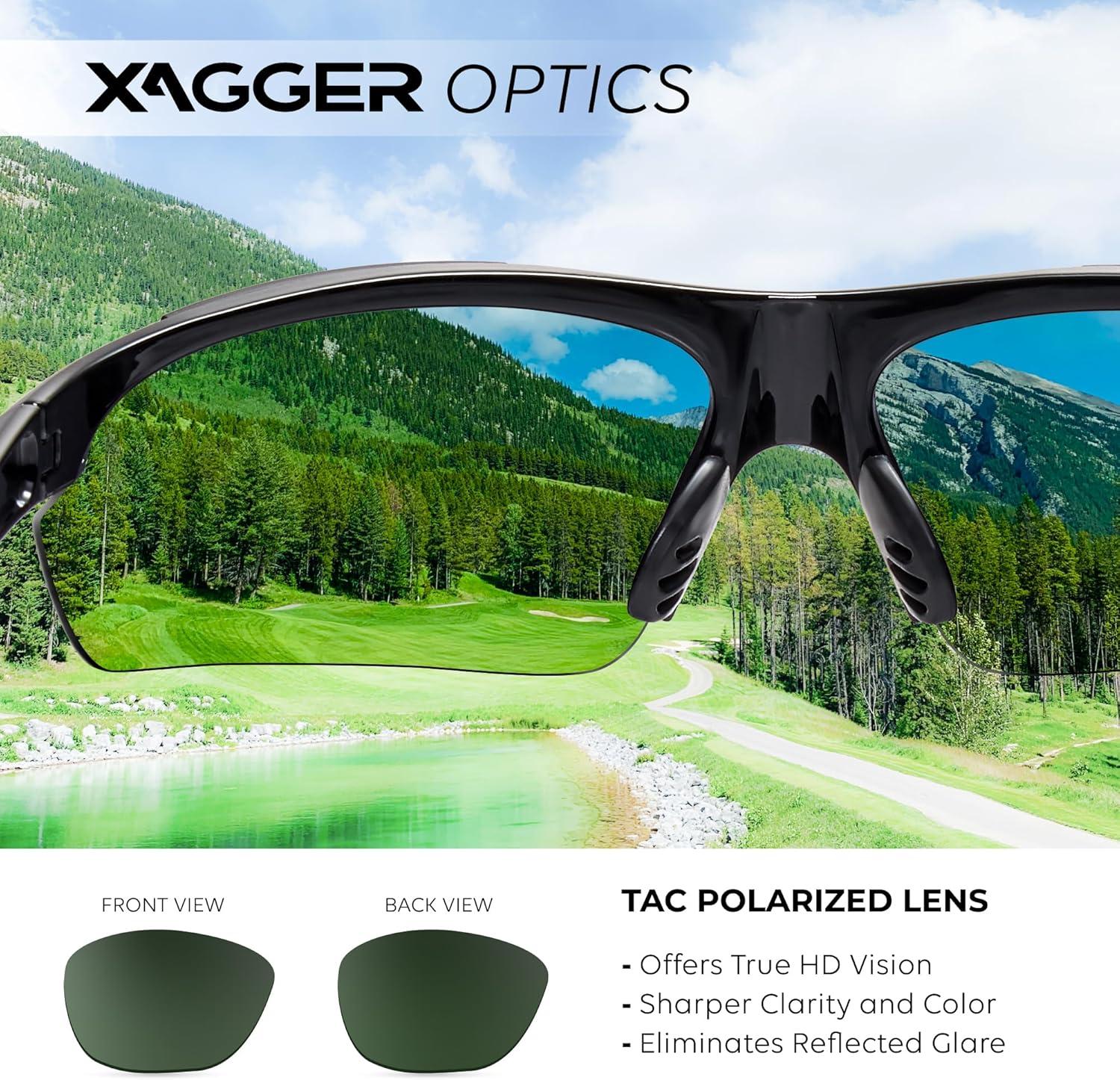 imageXagger Polarized Sports Sunglasses for Men Women Wrap Around UV400 Running Baseball Softball Cycling Driving GlassesShiny Black  Green