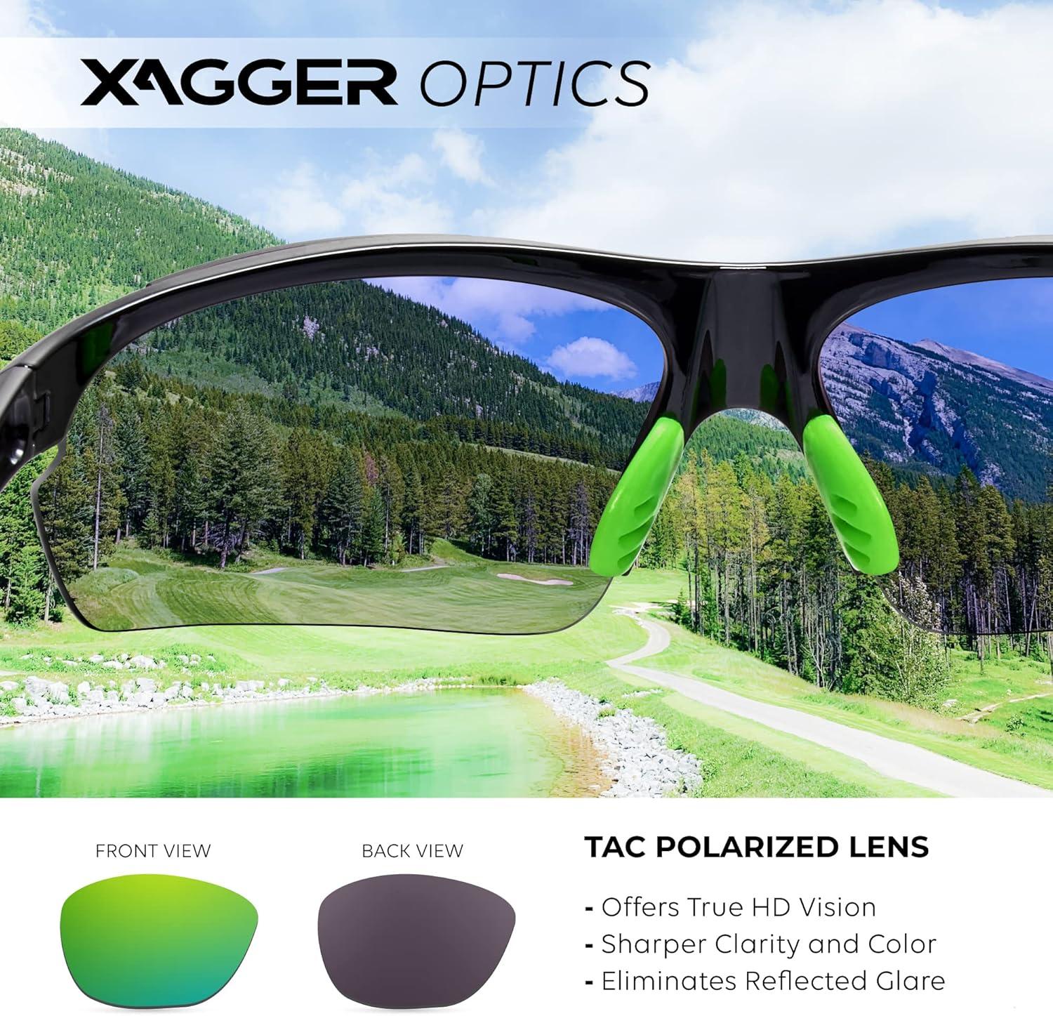 imageXagger Polarized Sports Sunglasses for Men Women Wrap Around UV400 Running Baseball Softball Cycling Driving GlassesShiny Black  Green Mirror