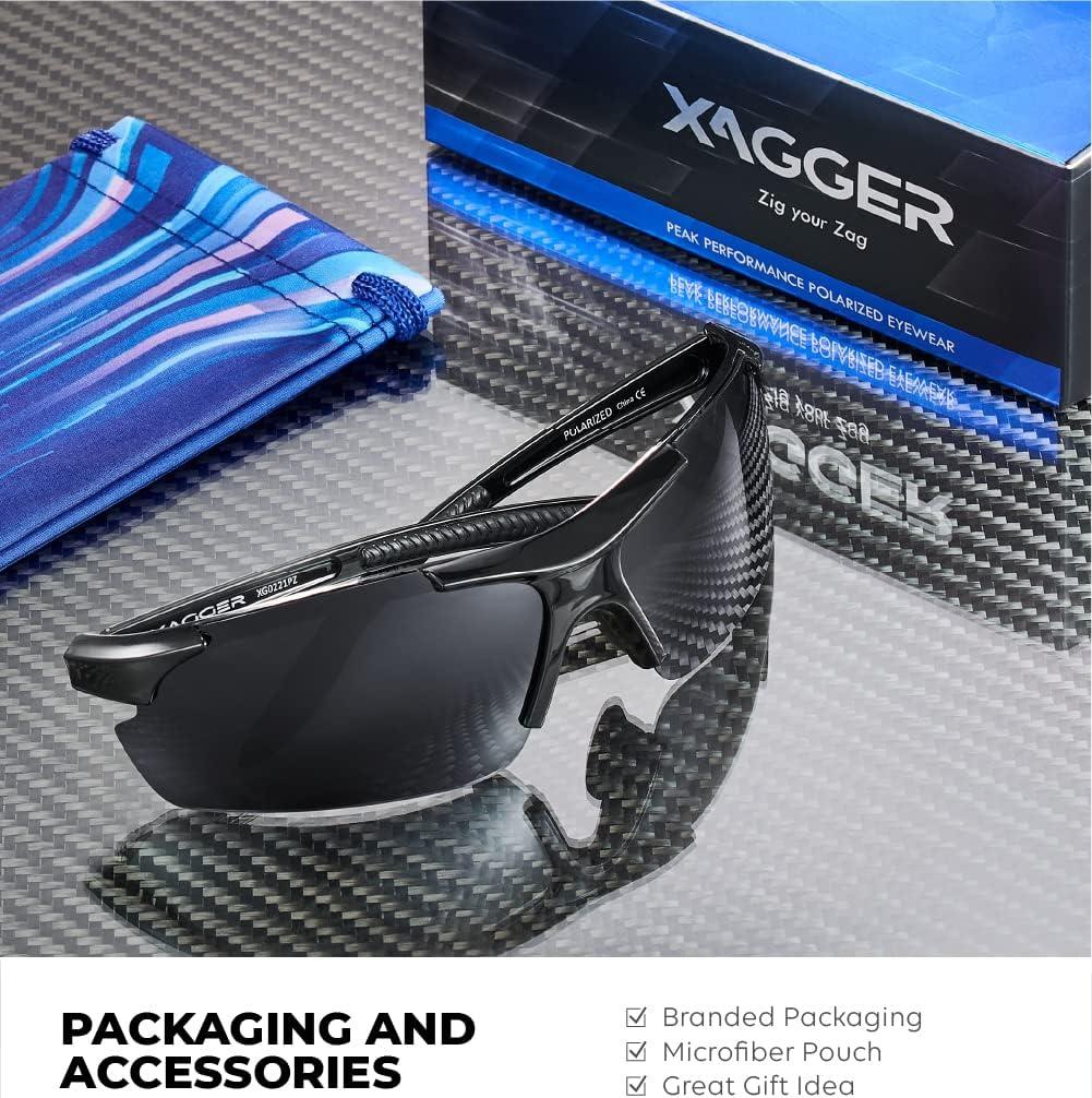 imageXagger Polarized Sports Sunglasses for Men Women Wrap Around UV400 Running Baseball Softball Cycling Driving GlassesShiny Black  Smoke