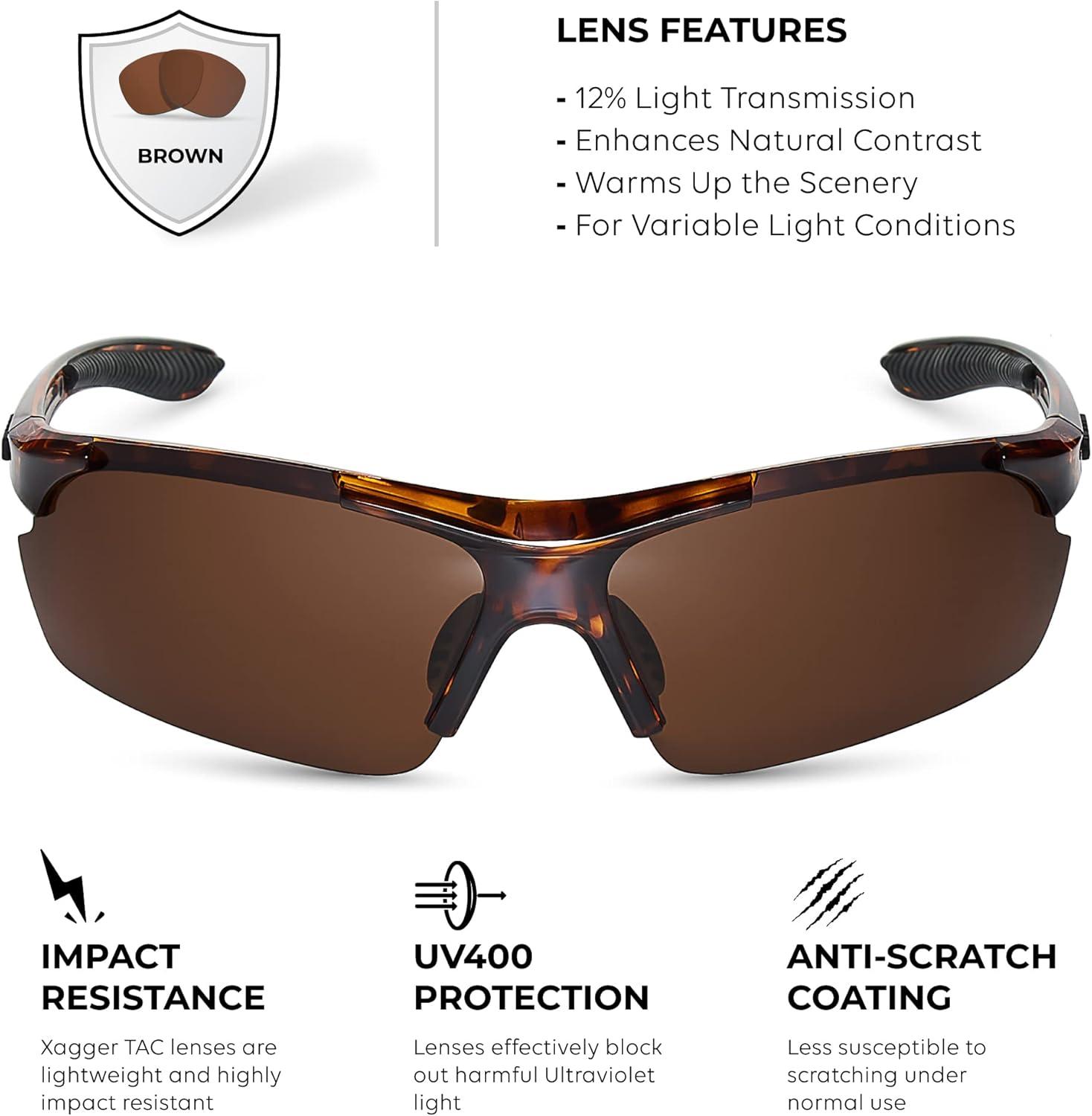 imageXagger Polarized Sports Sunglasses for Men Women Wrap Around UV400 Running Baseball Softball Cycling Driving GlassesShiny Tortoise  Brown