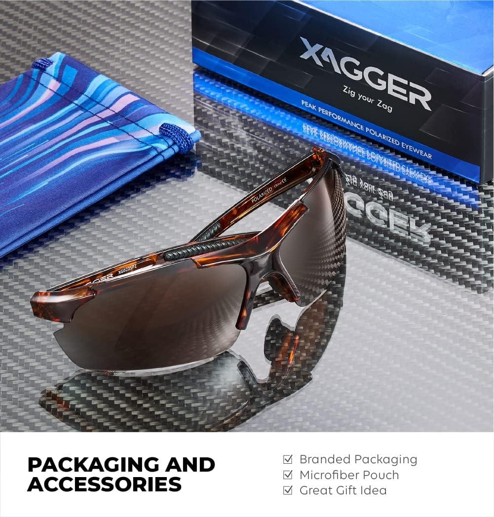 imageXagger Polarized Sports Sunglasses for Men Women Wrap Around UV400 Running Baseball Softball Cycling Driving GlassesShiny Tortoise  Brown