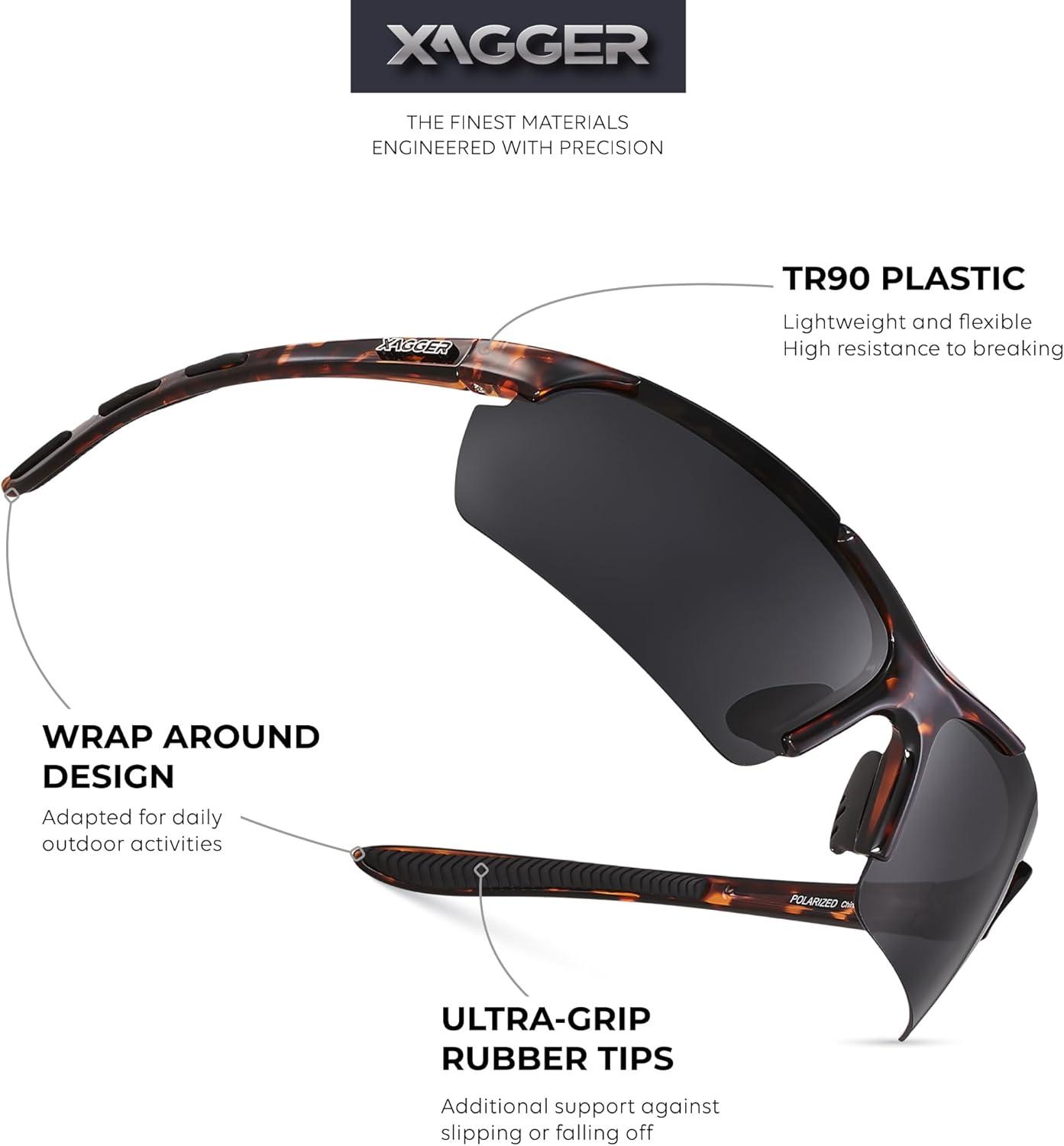 imageXagger Polarized Sports Sunglasses for Men Women Wrap Around UV400 Running Baseball Softball Cycling Driving GlassesShiny Tortoise  Smoke