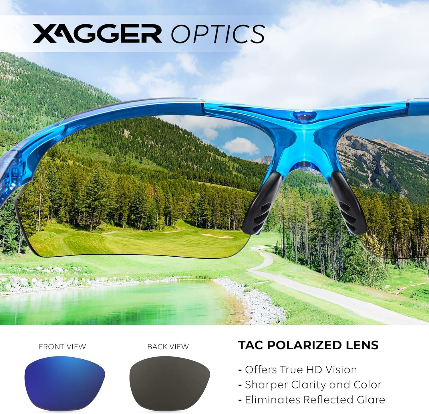 imageXagger Polarized Sports Sunglasses for Men Women Wrap Around UV400 Running Baseball Softball Cycling Driving GlassesTransparent Blue  Blue Mirror