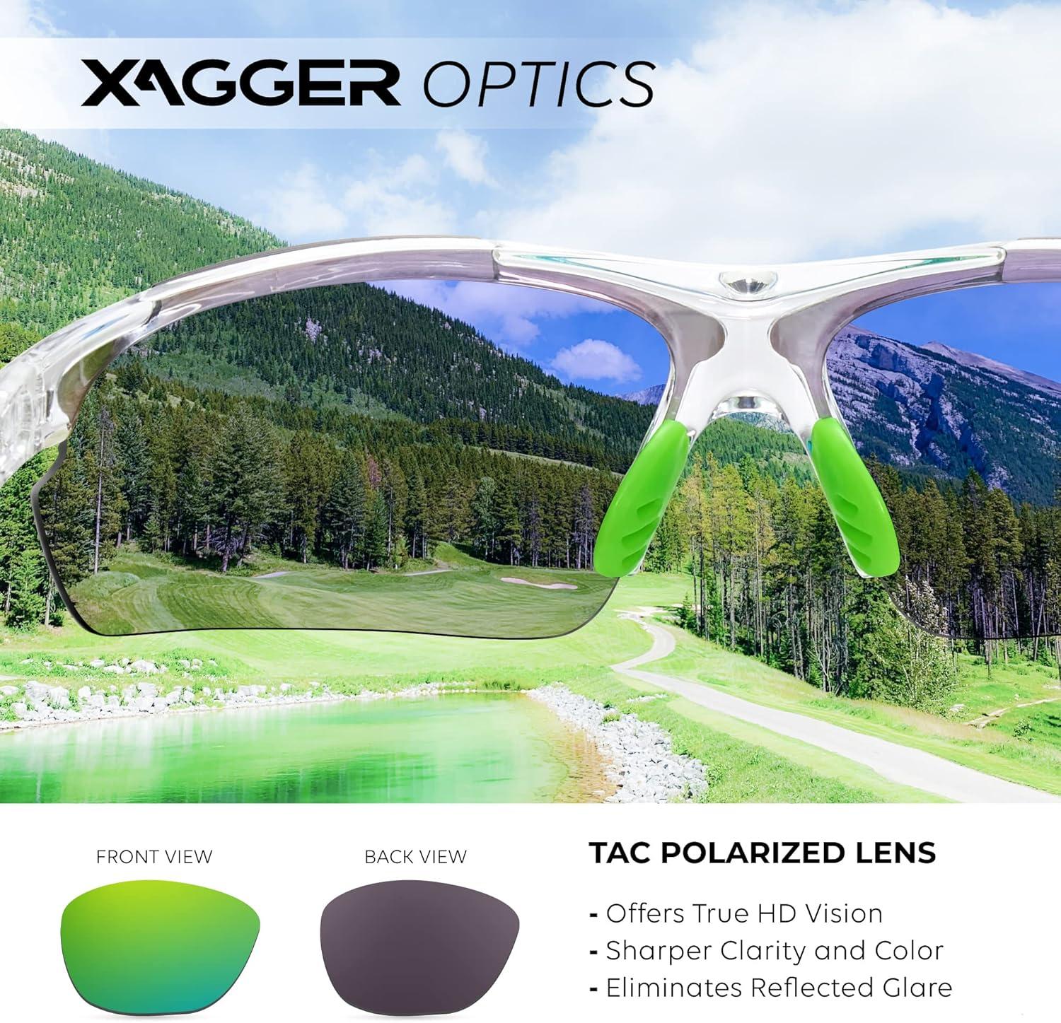 imageXagger Polarized Sports Sunglasses for Men Women Wrap Around UV400 Running Baseball Softball Cycling Driving GlassesTransparent Clear  Green Mirror