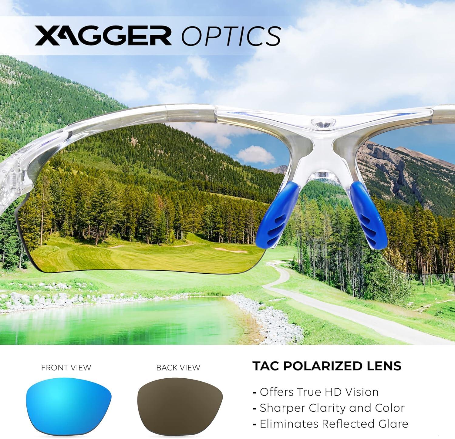imageXagger Polarized Sports Sunglasses for Men Women Wrap Around UV400 Running Baseball Softball Cycling Driving GlassesTransparent Clear  Ice Blue Mirror