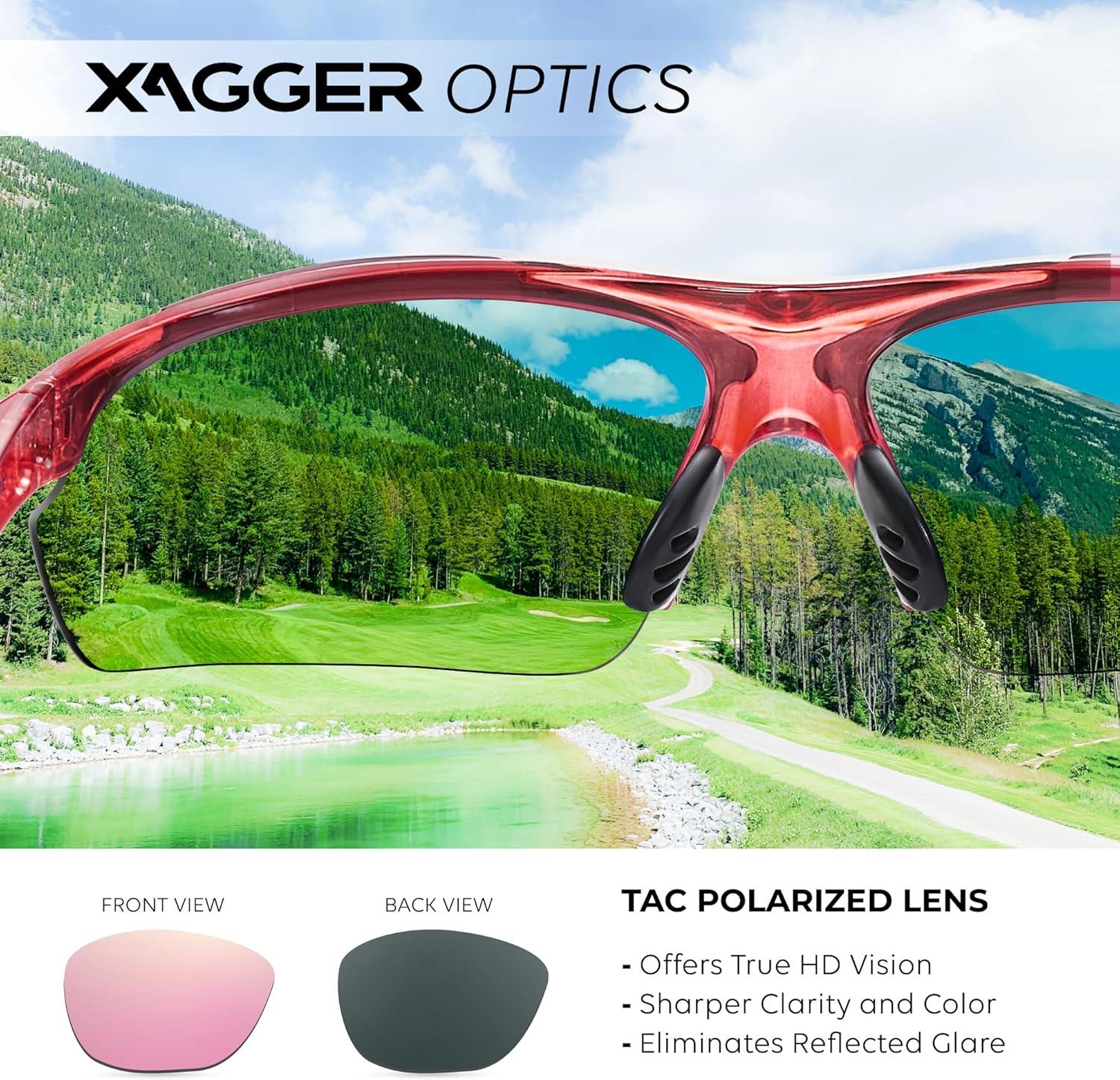 imageXagger Polarized Sports Sunglasses for Men Women Wrap Around UV400 Running Baseball Softball Cycling Driving GlassesTransparent Hot Pink Pink Mirror