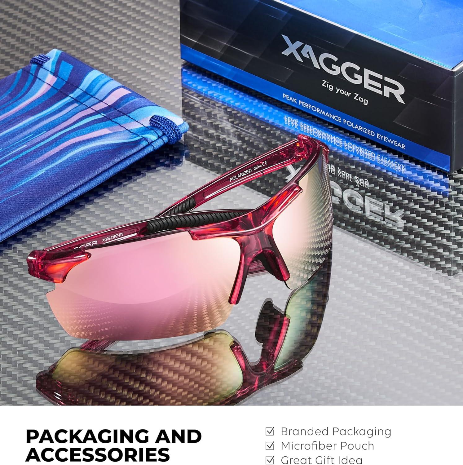 imageXagger Polarized Sports Sunglasses for Men Women Wrap Around UV400 Running Baseball Softball Cycling Driving GlassesTransparent Hot Pink Pink Mirror