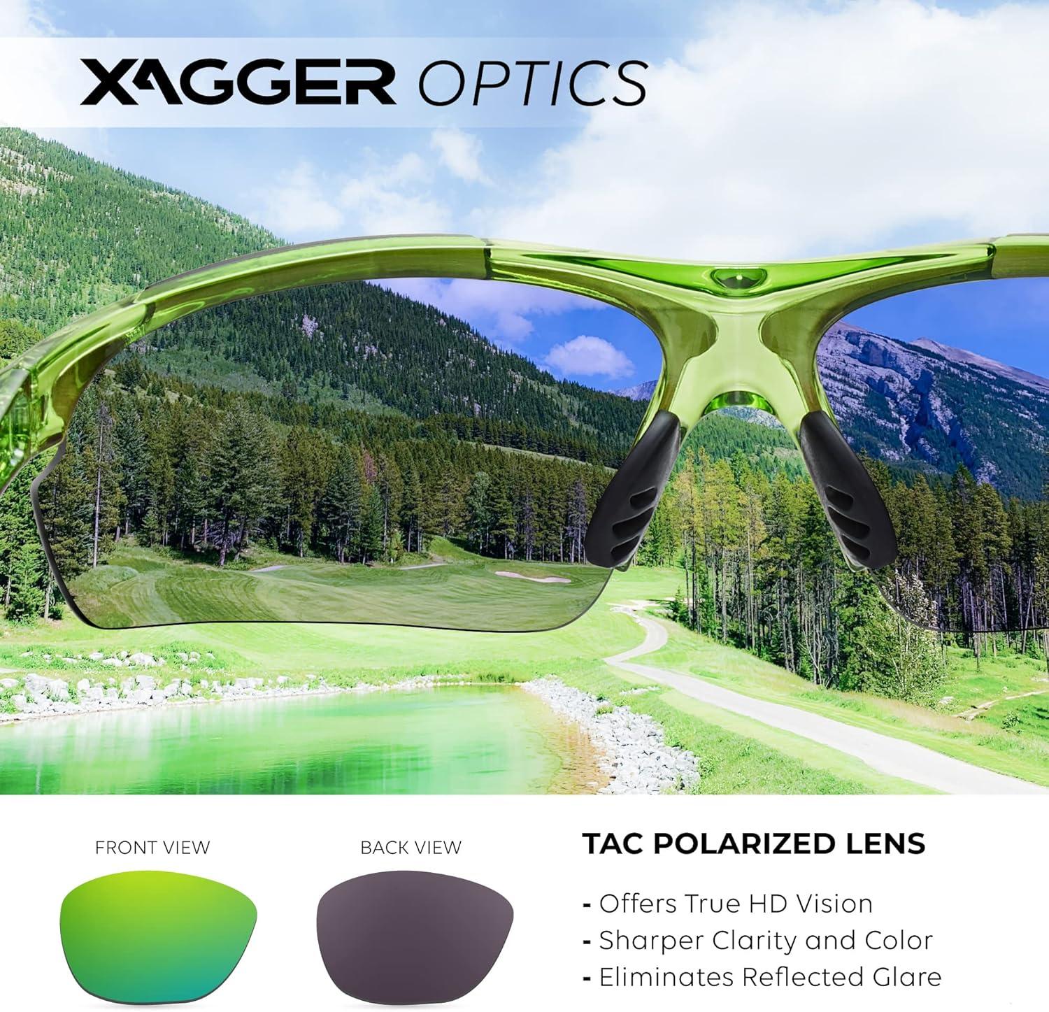 imageXagger Polarized Sports Sunglasses for Men Women Wrap Around UV400 Running Baseball Softball Cycling Driving GlassesTransparent Lime  Green Mirror