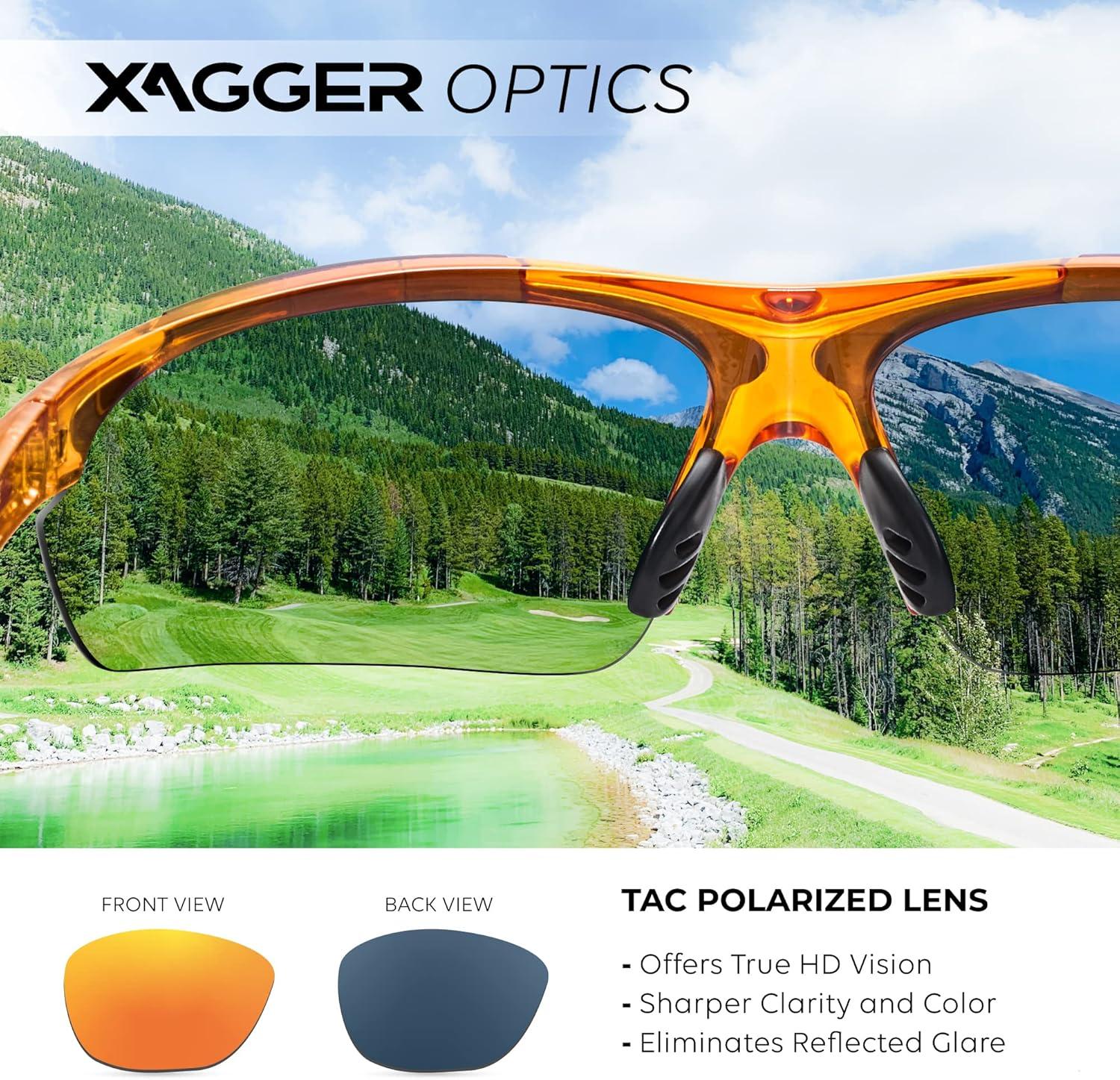 imageXagger Polarized Sports Sunglasses for Men Women Wrap Around UV400 Running Baseball Softball Cycling Driving GlassesTransparent Orange  Orange Mirror
