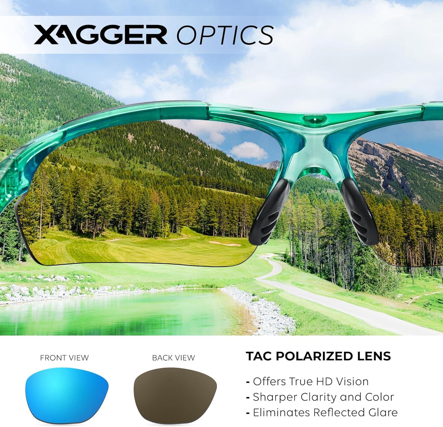imageXagger Polarized Sports Sunglasses for Men Women Wrap Around UV400 Running Baseball Softball Cycling Driving GlassesTransparent Turquoise  Ice Blue Mirror