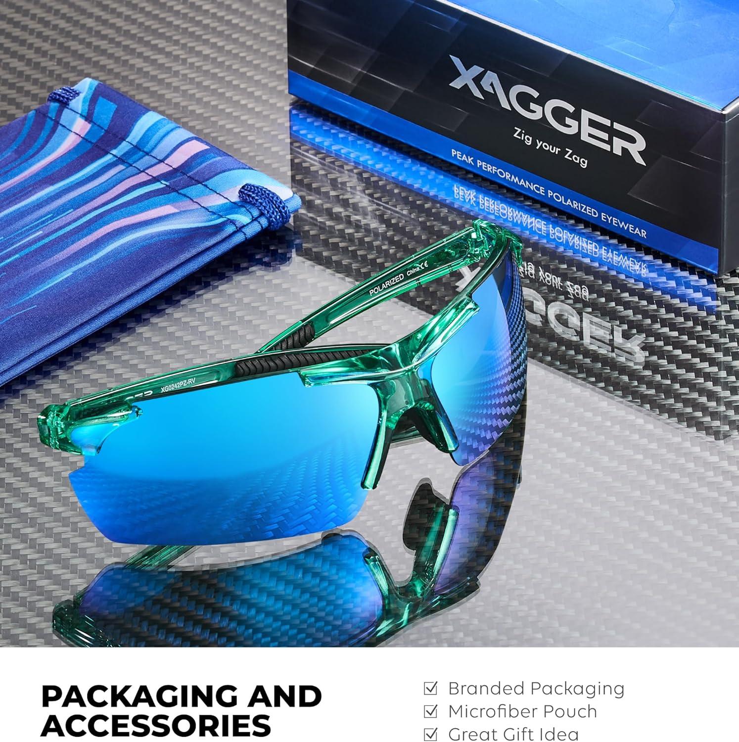 imageXagger Polarized Sports Sunglasses for Men Women Wrap Around UV400 Running Baseball Softball Cycling Driving GlassesTransparent Turquoise  Ice Blue Mirror