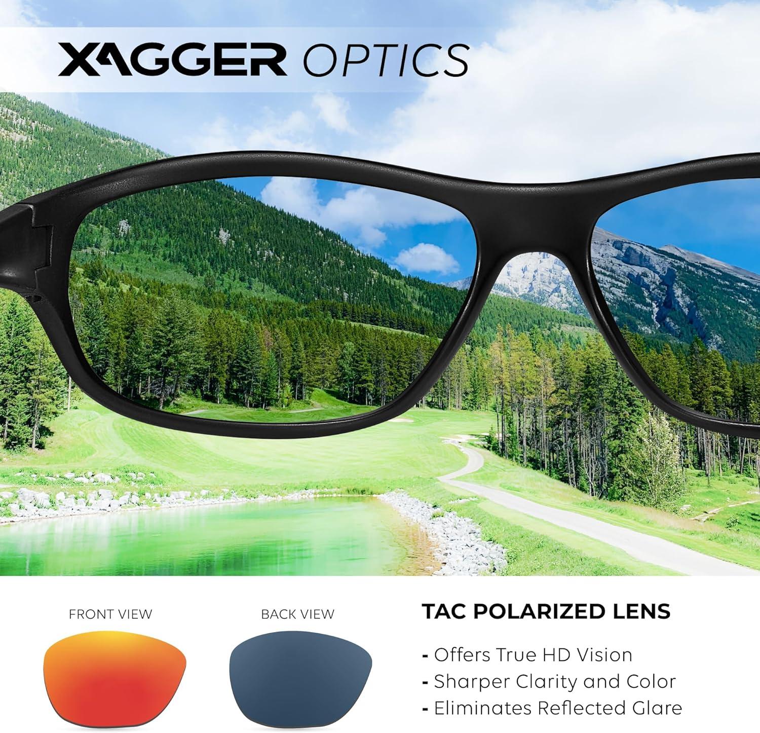 imageXagger Polarized Wrap Around Sport Sunglasses for Men Women Running Driving Fishing TR90 FrameBlack  Red Mirror