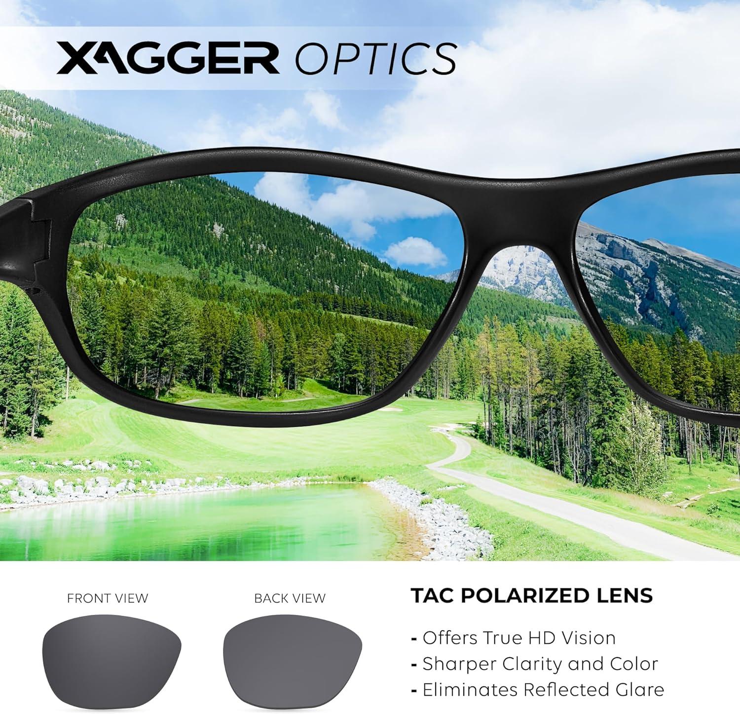 imageXagger Polarized Wrap Around Sport Sunglasses for Men Women Running Driving Fishing TR90 FrameBlack  Smoke