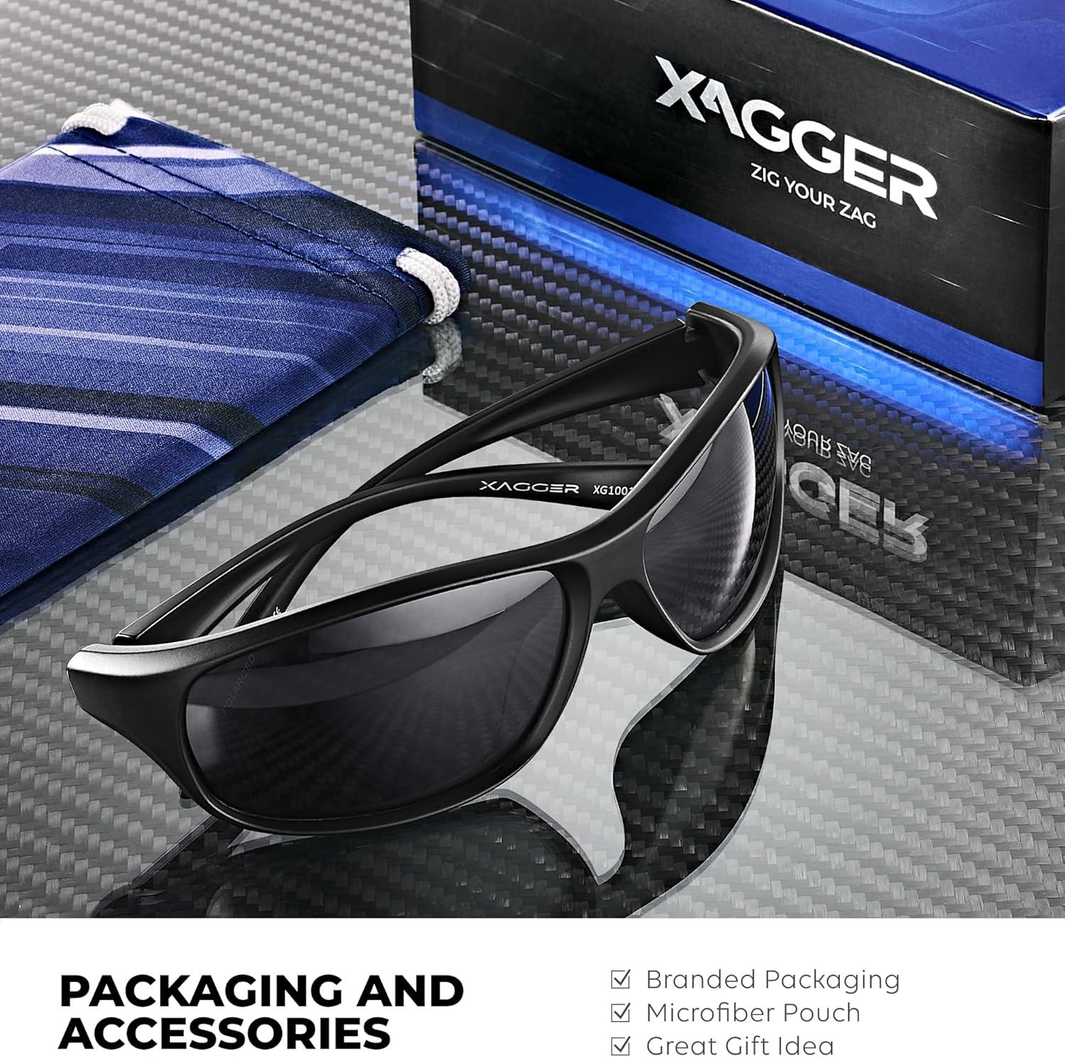 imageXagger Polarized Wrap Around Sport Sunglasses for Men Women Running Driving Fishing TR90 FrameBlack  Smoke