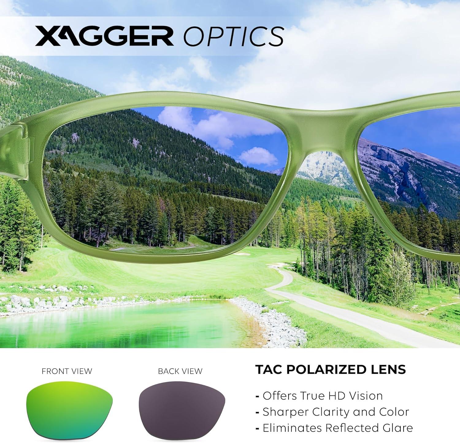 imageXagger Polarized Wrap Around Sport Sunglasses for Men Women Running Driving Fishing TR90 FrameLime  Green Mirror