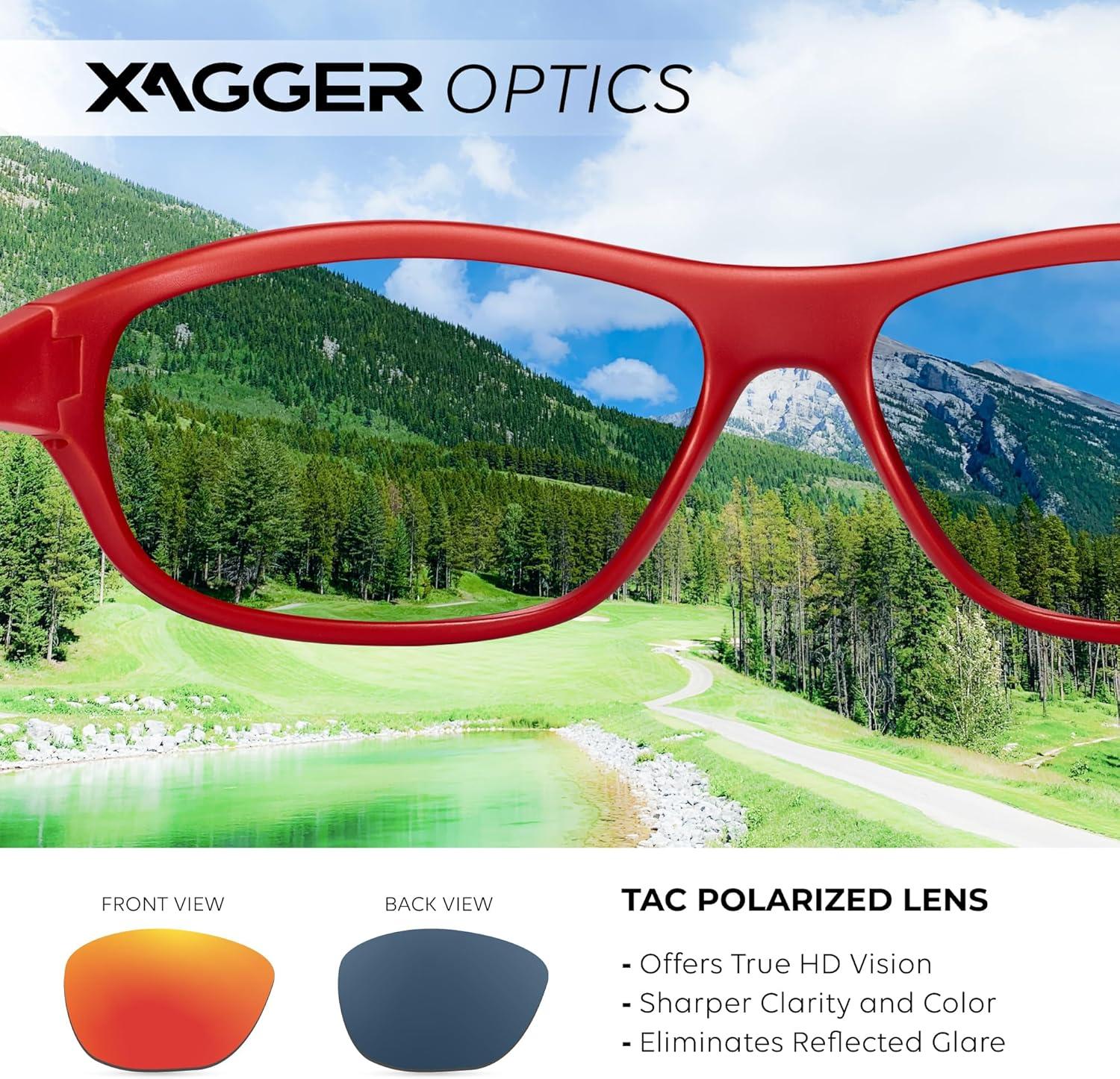 imageXagger Polarized Wrap Around Sport Sunglasses for Men Women Running Driving Fishing TR90 FrameRed  Red Mirror