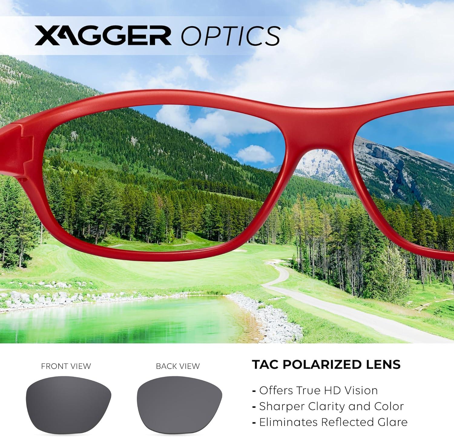 imageXagger Polarized Wrap Around Sport Sunglasses for Men Women Running Driving Fishing TR90 FrameRed  Smoke