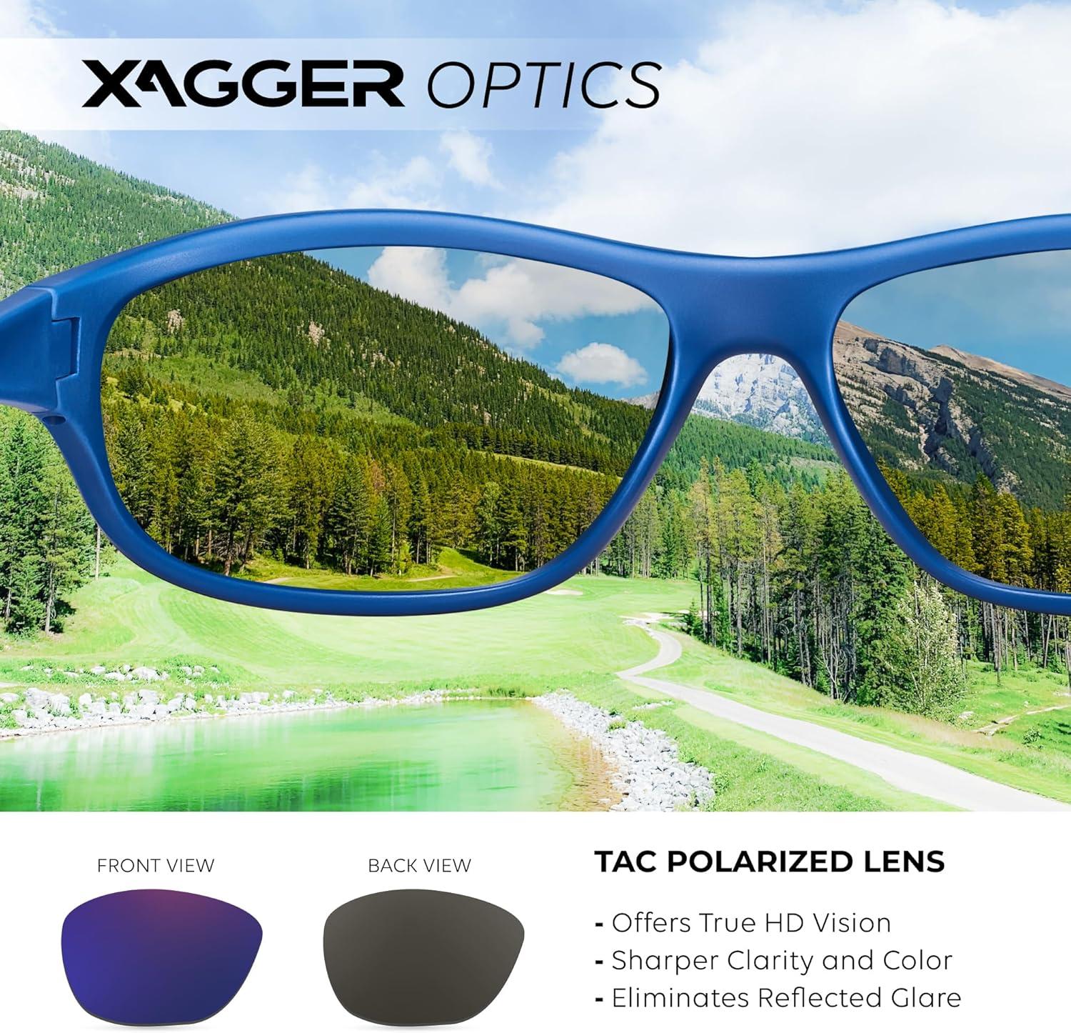 imageXagger Polarized Wrap Around Sport Sunglasses for Men Women Running Driving Fishing TR90 FrameRoyal Blue  Blue Mirror