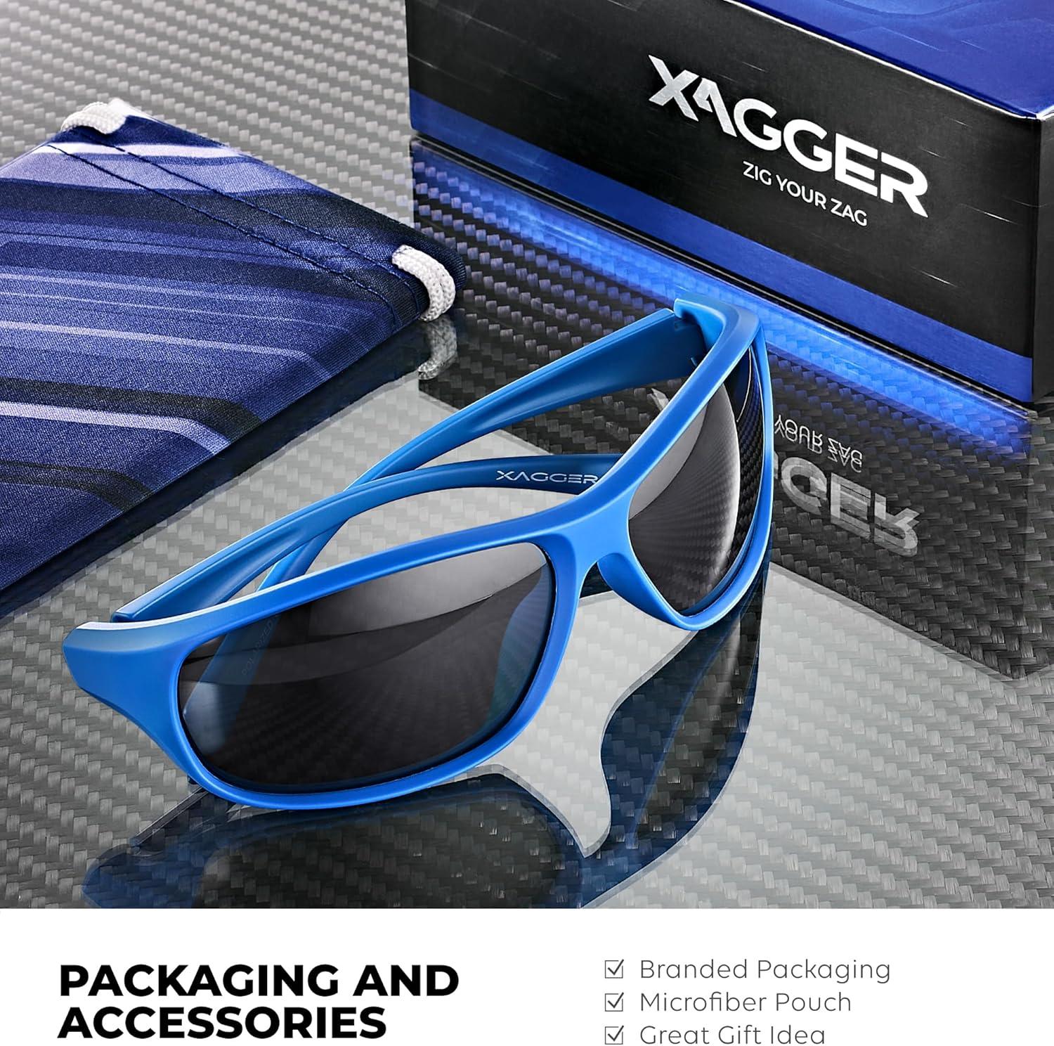 imageXagger Polarized Wrap Around Sport Sunglasses for Men Women Running Driving Fishing TR90 FrameRoyal Blue Smoke